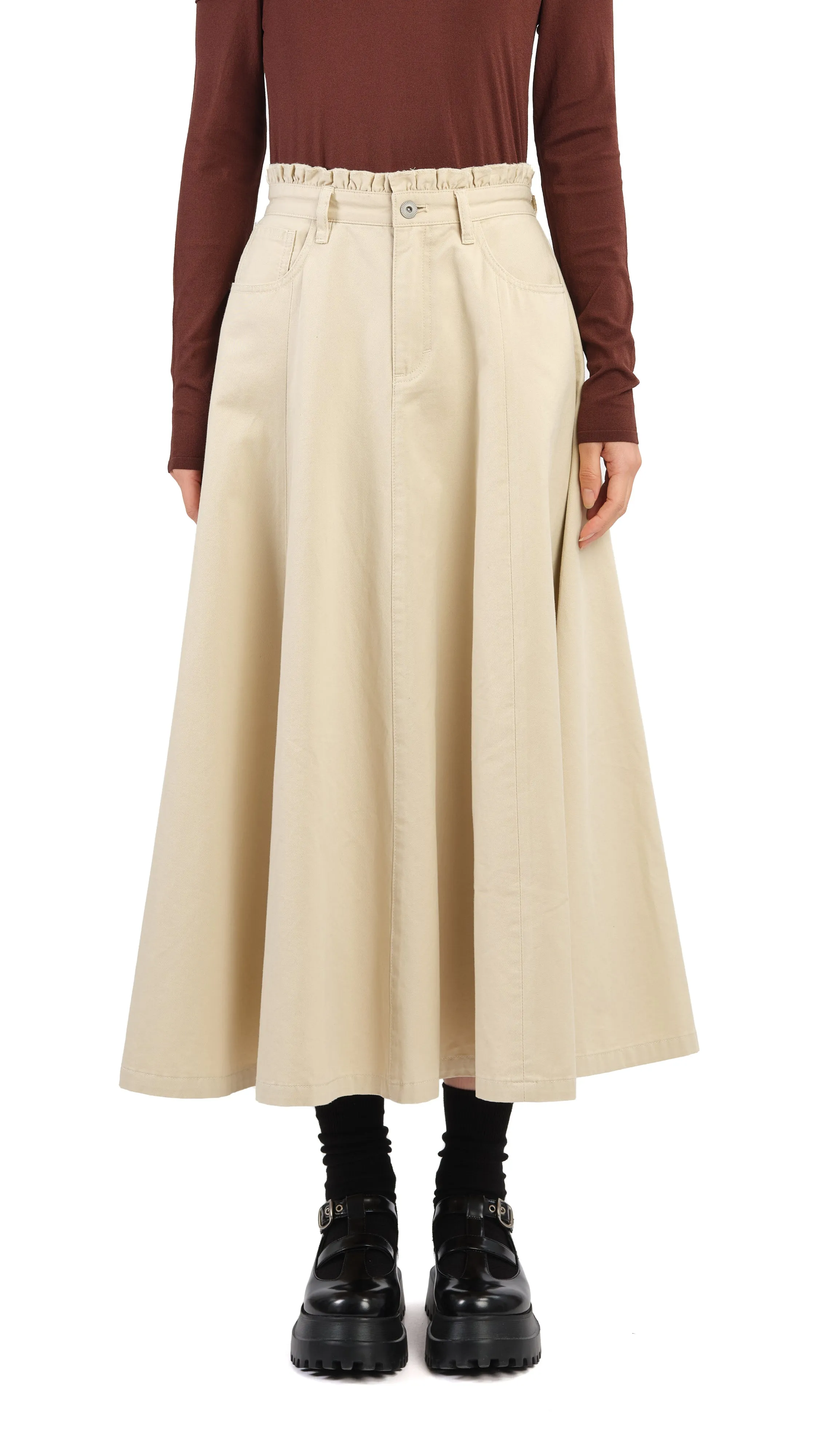 Textured Surface Jewel Tones Ruffles Trim Skirt