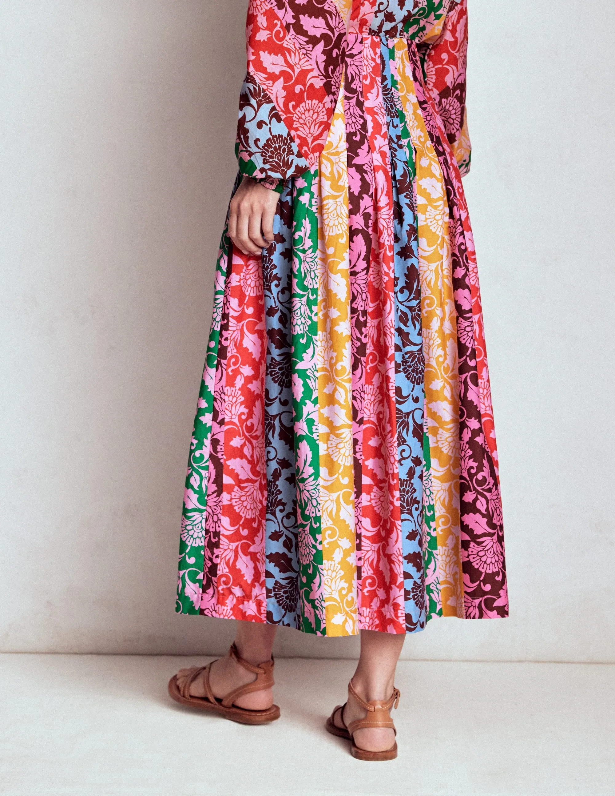 Valentina Poplin Midi Skirt-Multi, Ornate Vine Hotch Clean Mood