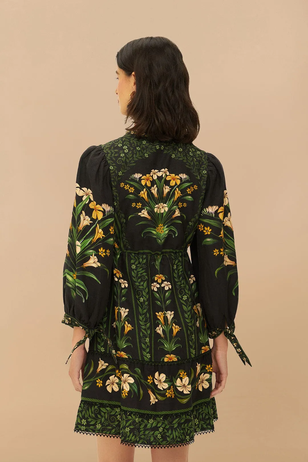 Stage Hot Vibrant Chic Wear Black Flowers Arch LENZING? ECOVERO? Euroflax? Mini Dress