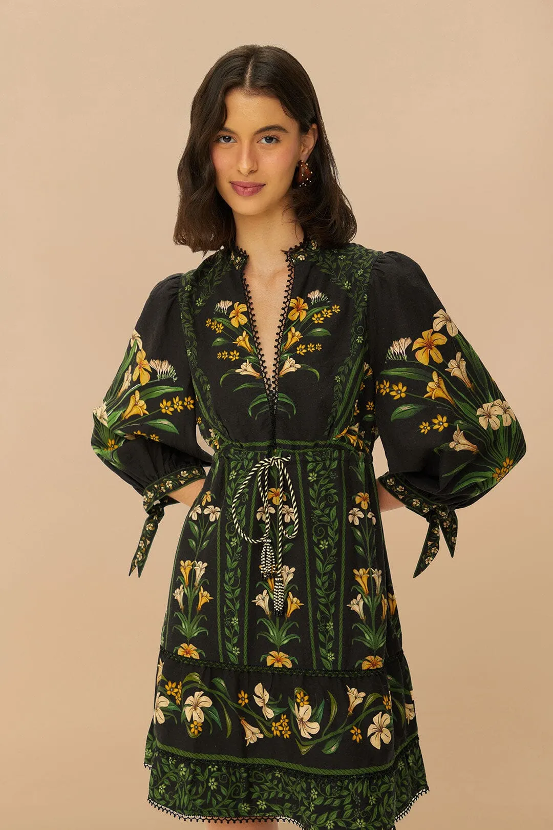 Black Flowers Arch LENZING? ECOVERO? Euroflax? Mini Dress Rush Style