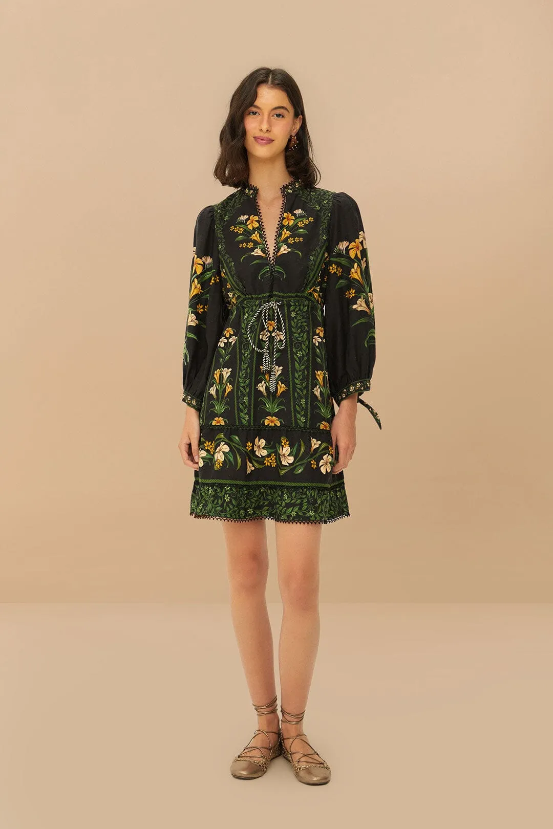 Black Flowers Arch LENZING? ECOVERO? Euroflax? Mini Dress Summer Ready Look Hot Rush