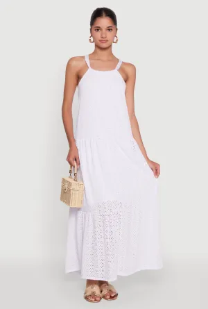 Eyelet Tiered A-Line Maxi Dress Light and airy dress Ruffle Hem