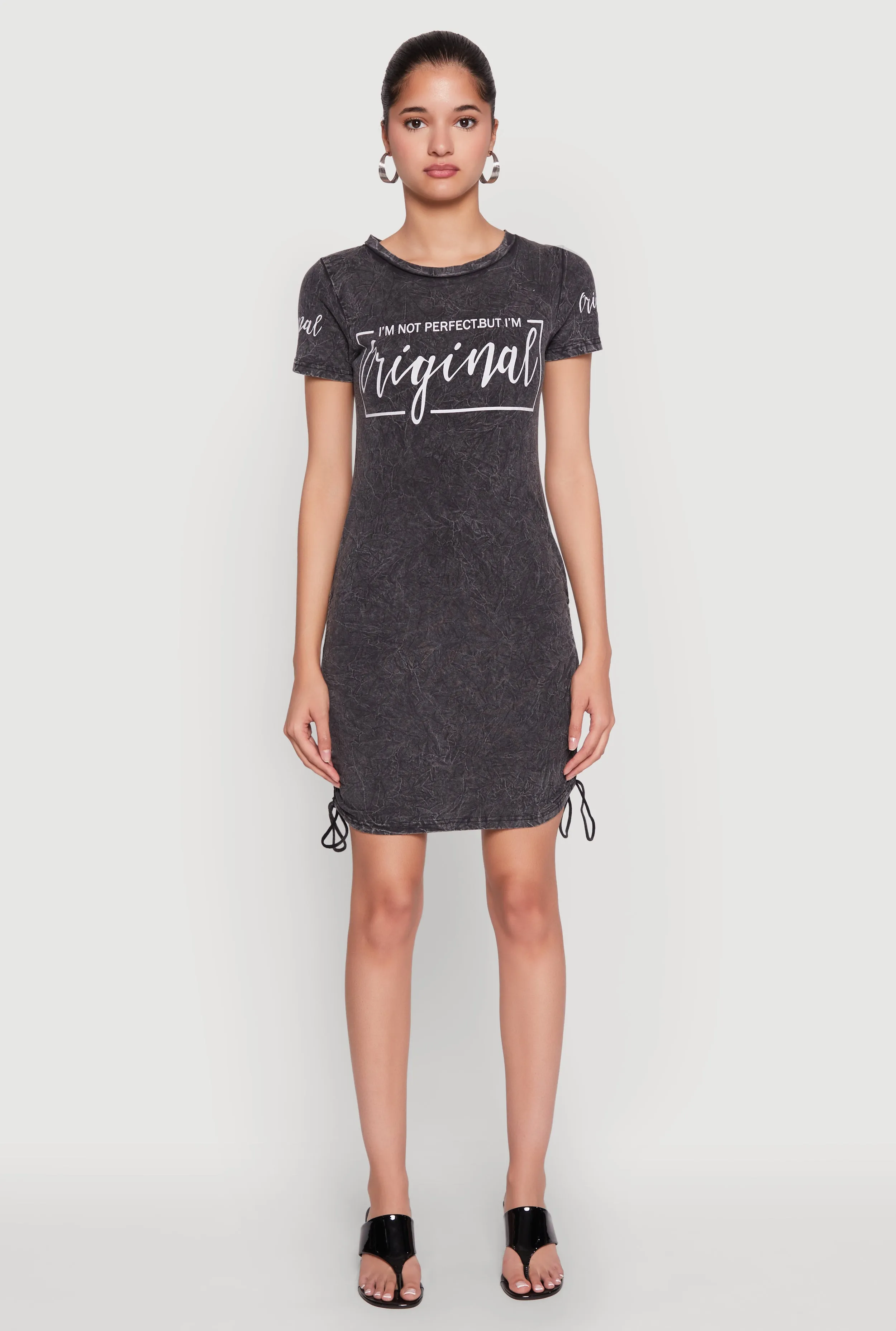 Trendy weekend dress Im Not Perfect But Im Original Ruched Dress