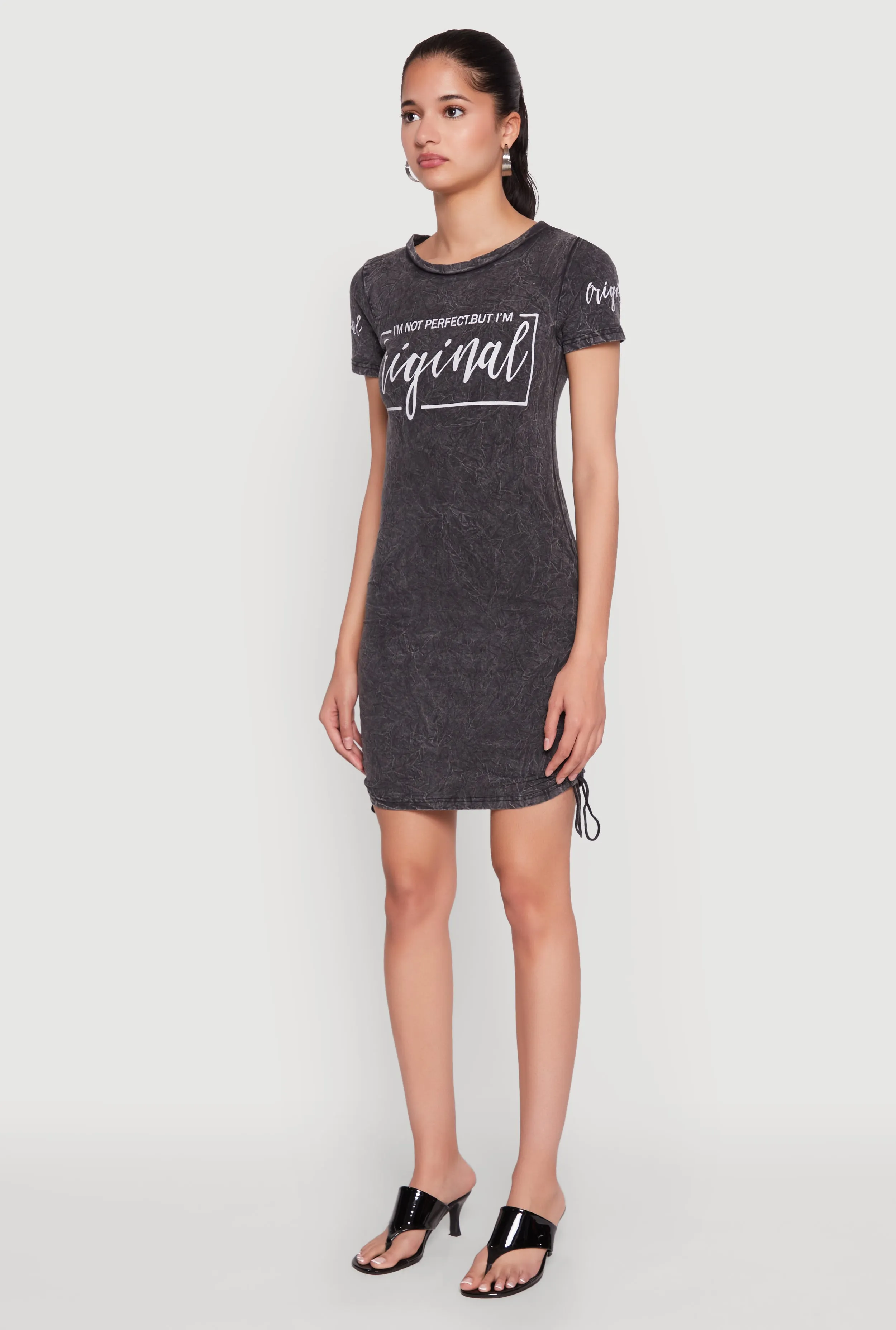 Im Not Perfect But Im Original Ruched Dress Lightweight mini dress Cozy Fashion