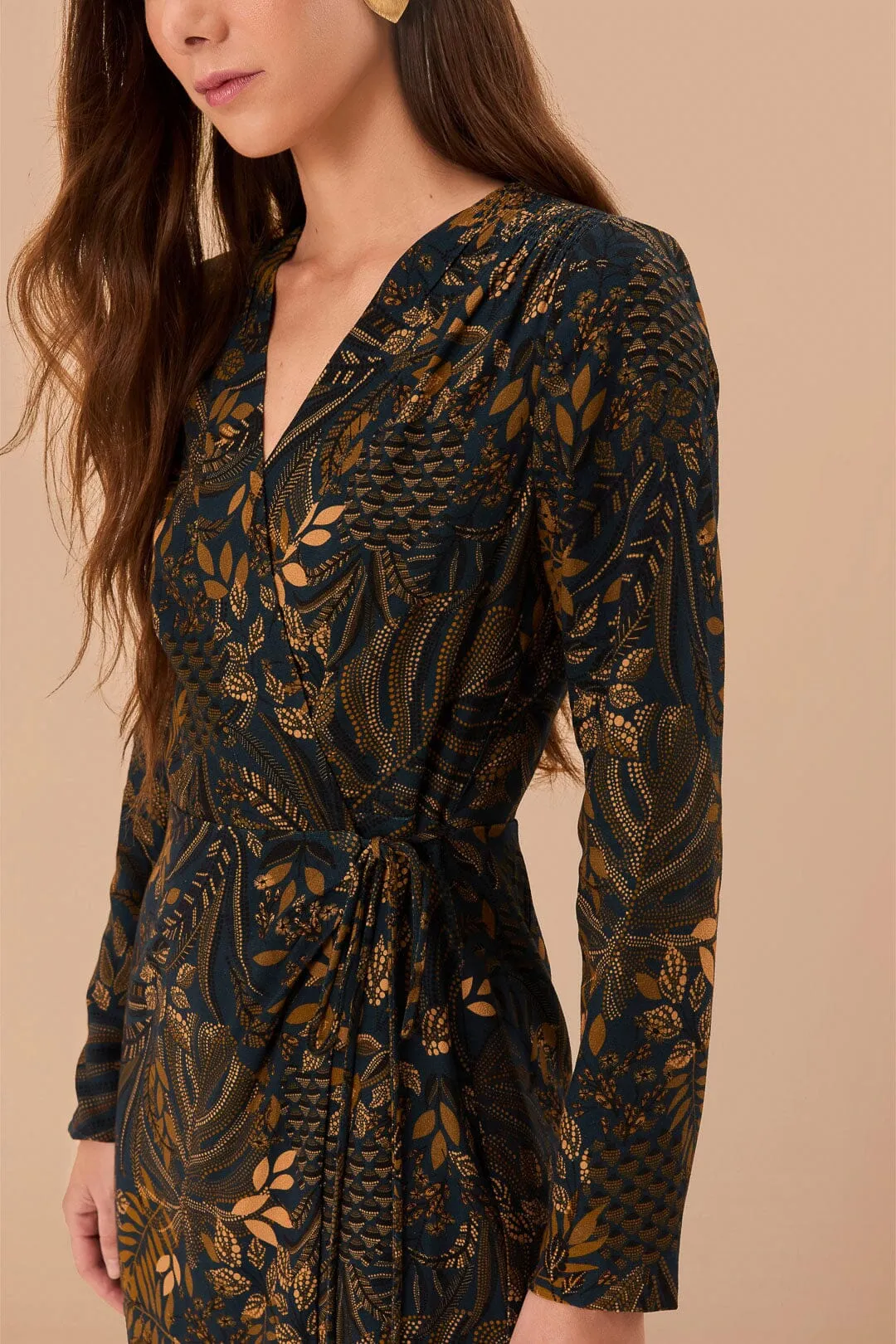 Teal Dotted Forest LENZING? ECOVERO? Viscose Wrap Mini Dress Edge Star