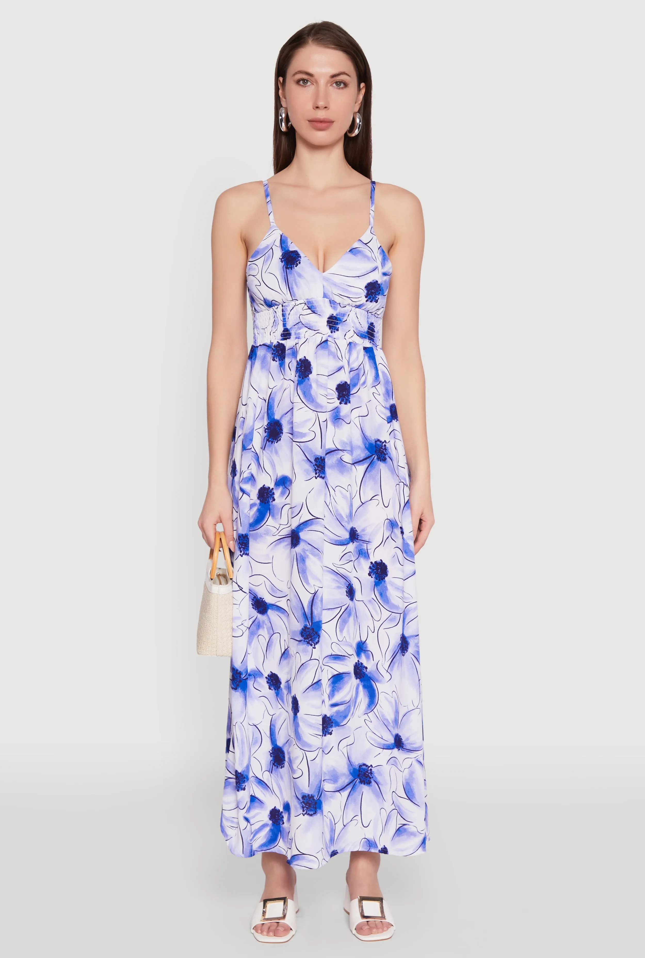 Stylish boho dress Knot Art Watercolor Floral Sleeveless Empire Waist Dress