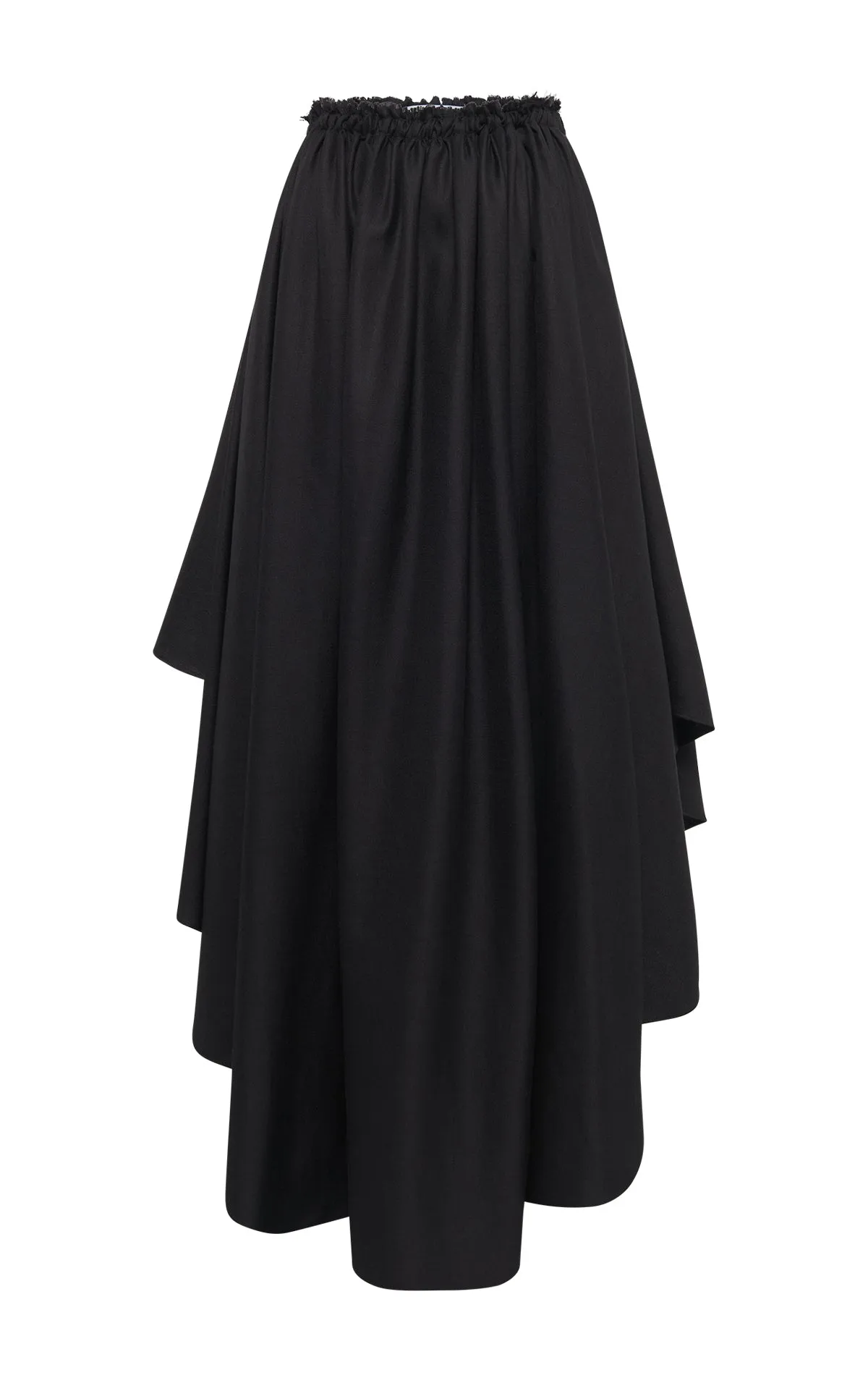 Opaque Core Dea Pleated Maxi Skirt in Black Virgin Wool Silk Linen