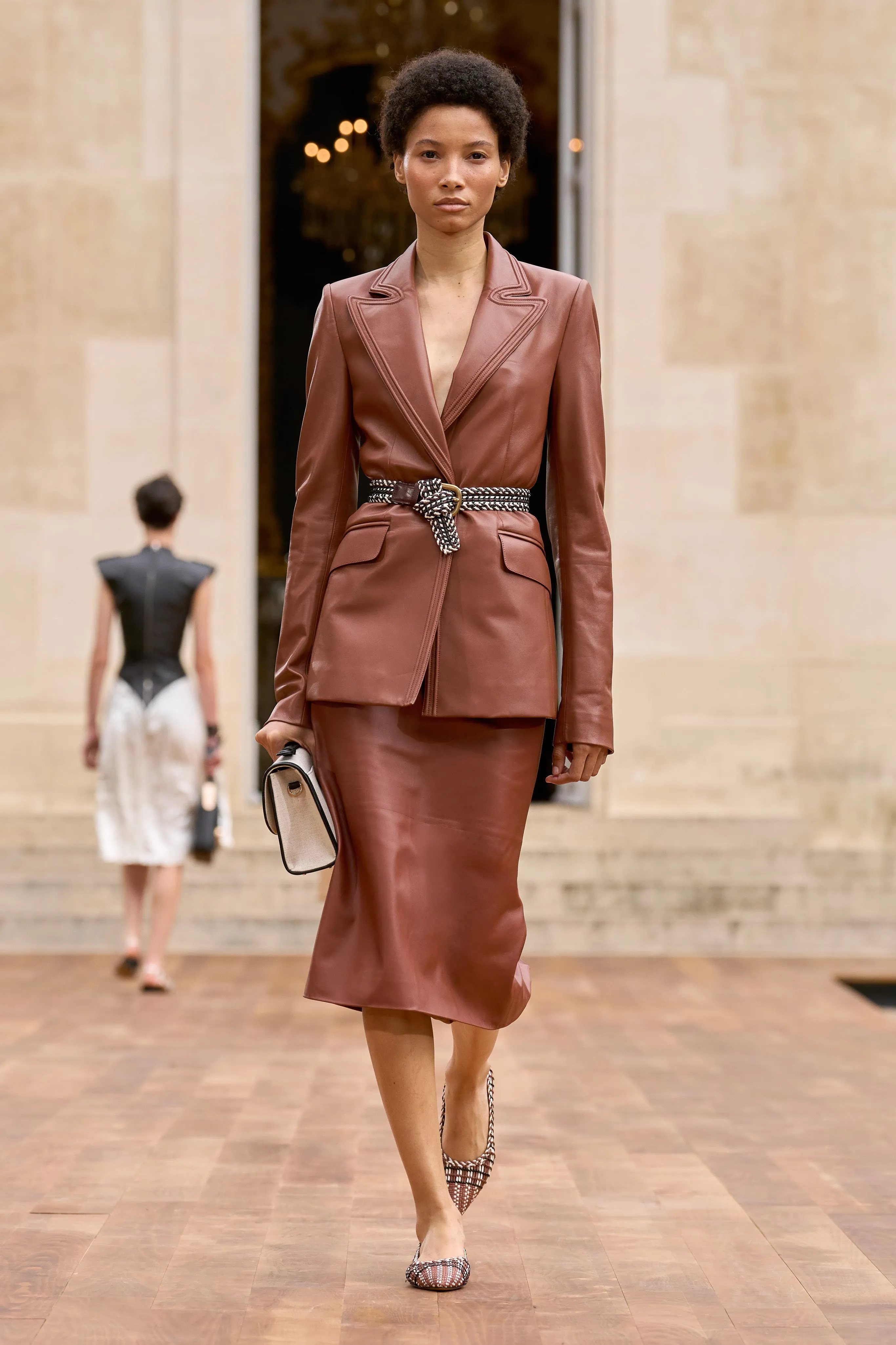 Urban Fit Spring Brunch Manuela Midi Skirt in Cognac Soft Leather