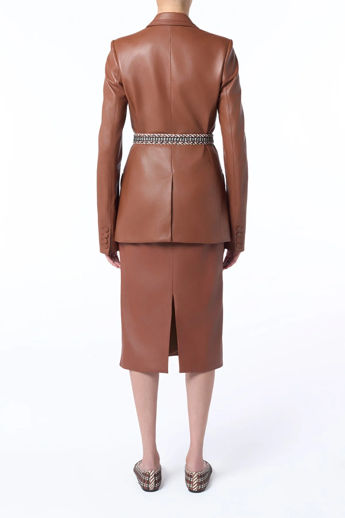 Manuela Midi Skirt in Cognac Soft Leather Light Core