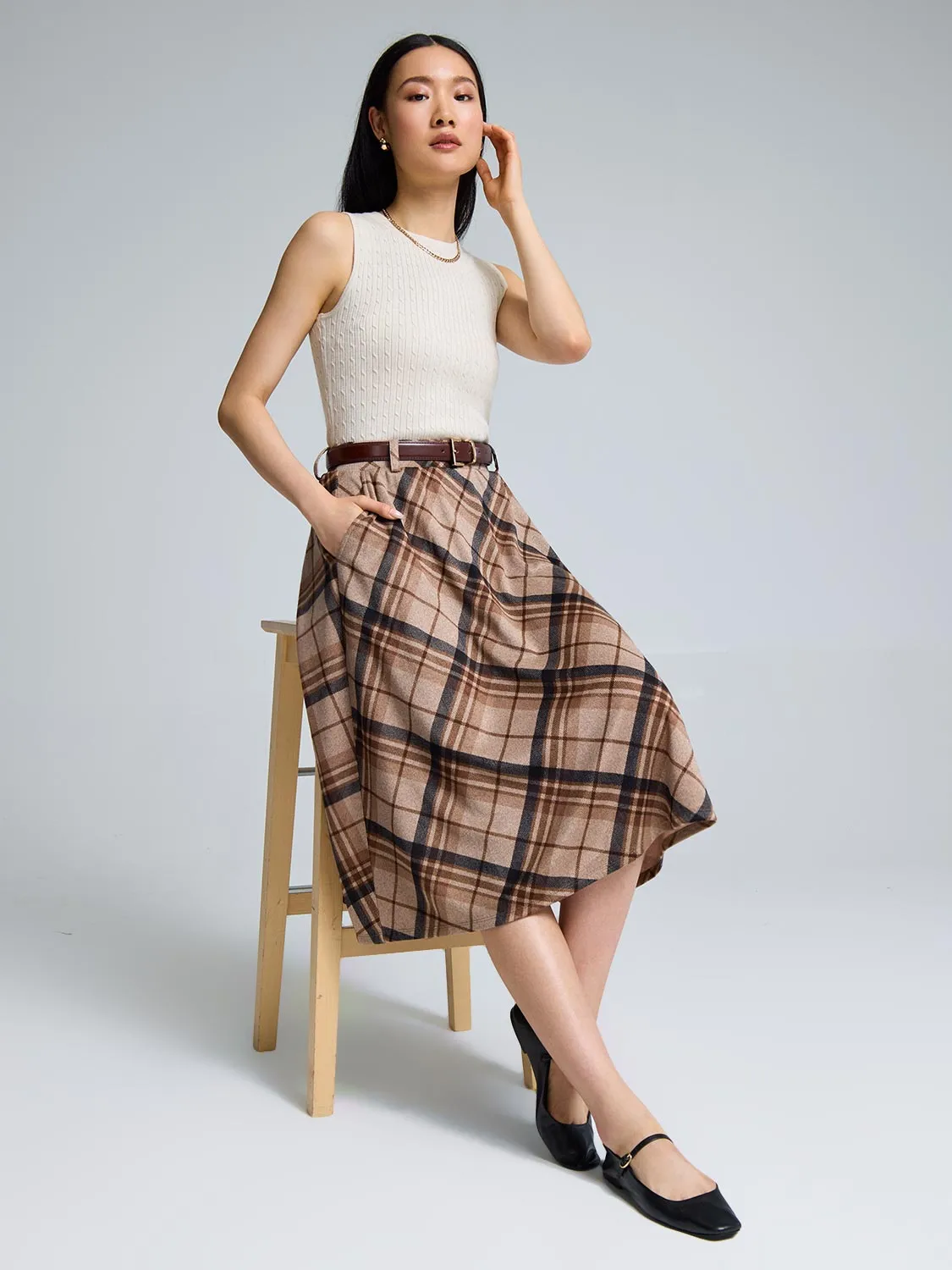 Modern Combo Plaid Circle Skirt