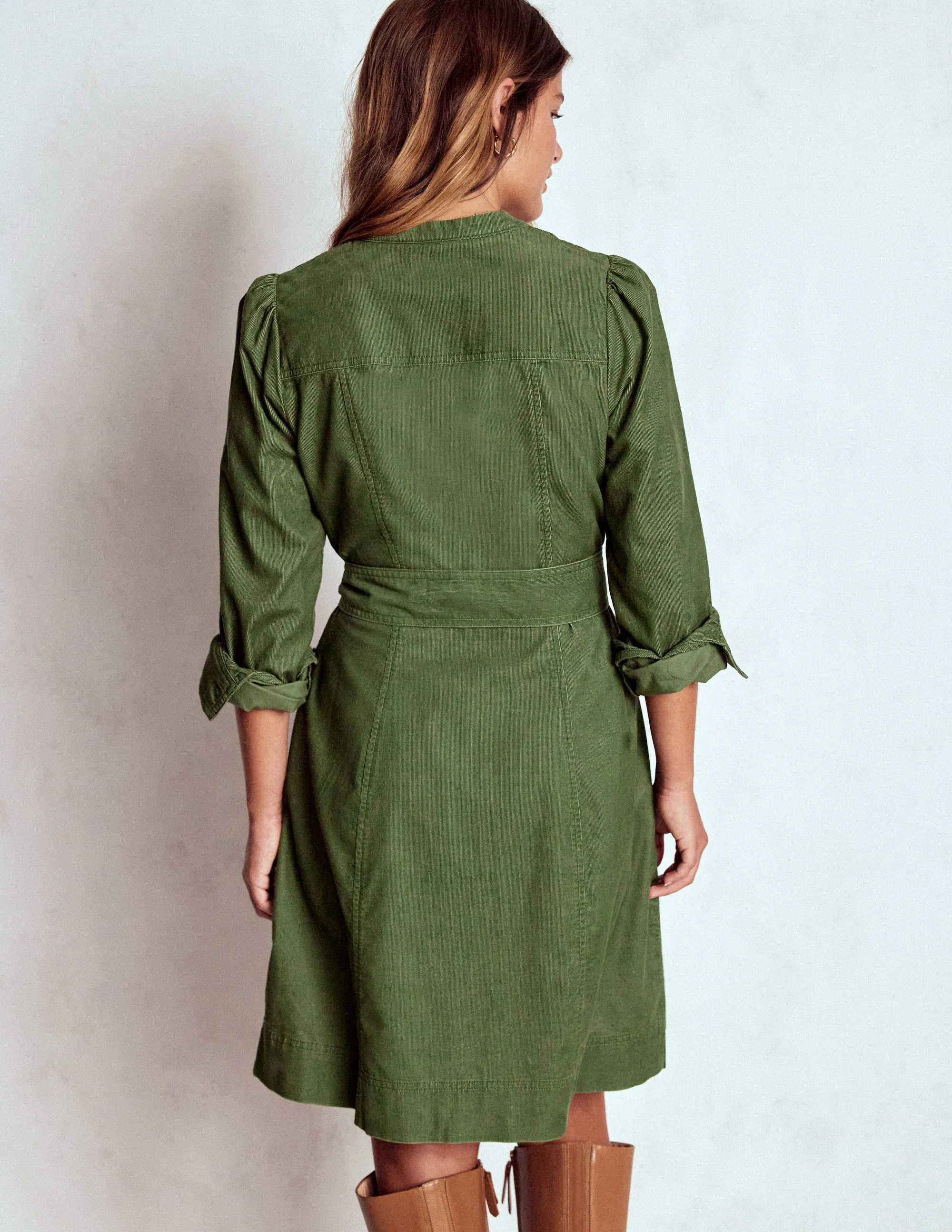 Bre Cord Short Dress-Fern playful mini Casual Glam