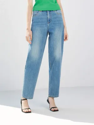 Cotton Tapered Jeans Mid Rise