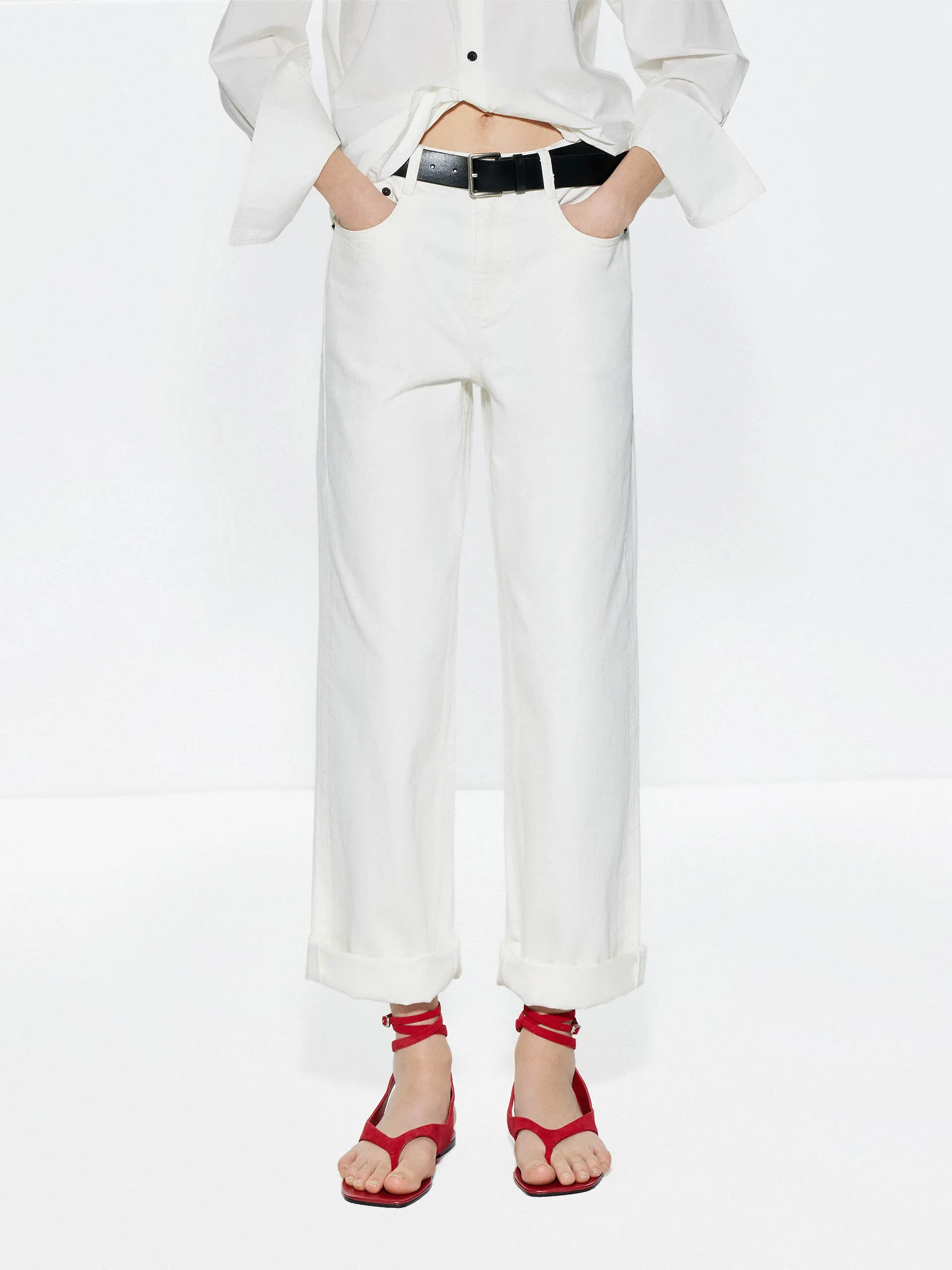 Affordable Autumn Days Breathable Cotton White Straight Jeans