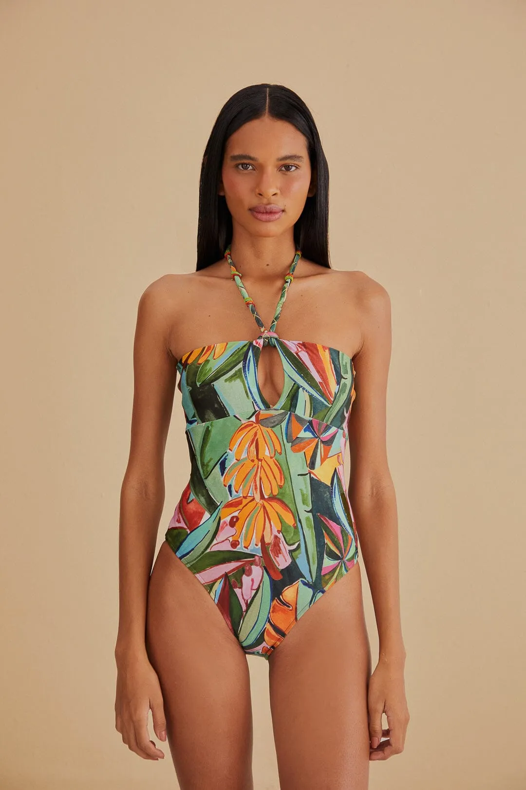 Banana Foliage One Piece Swimsuit Tear Resistant Weave