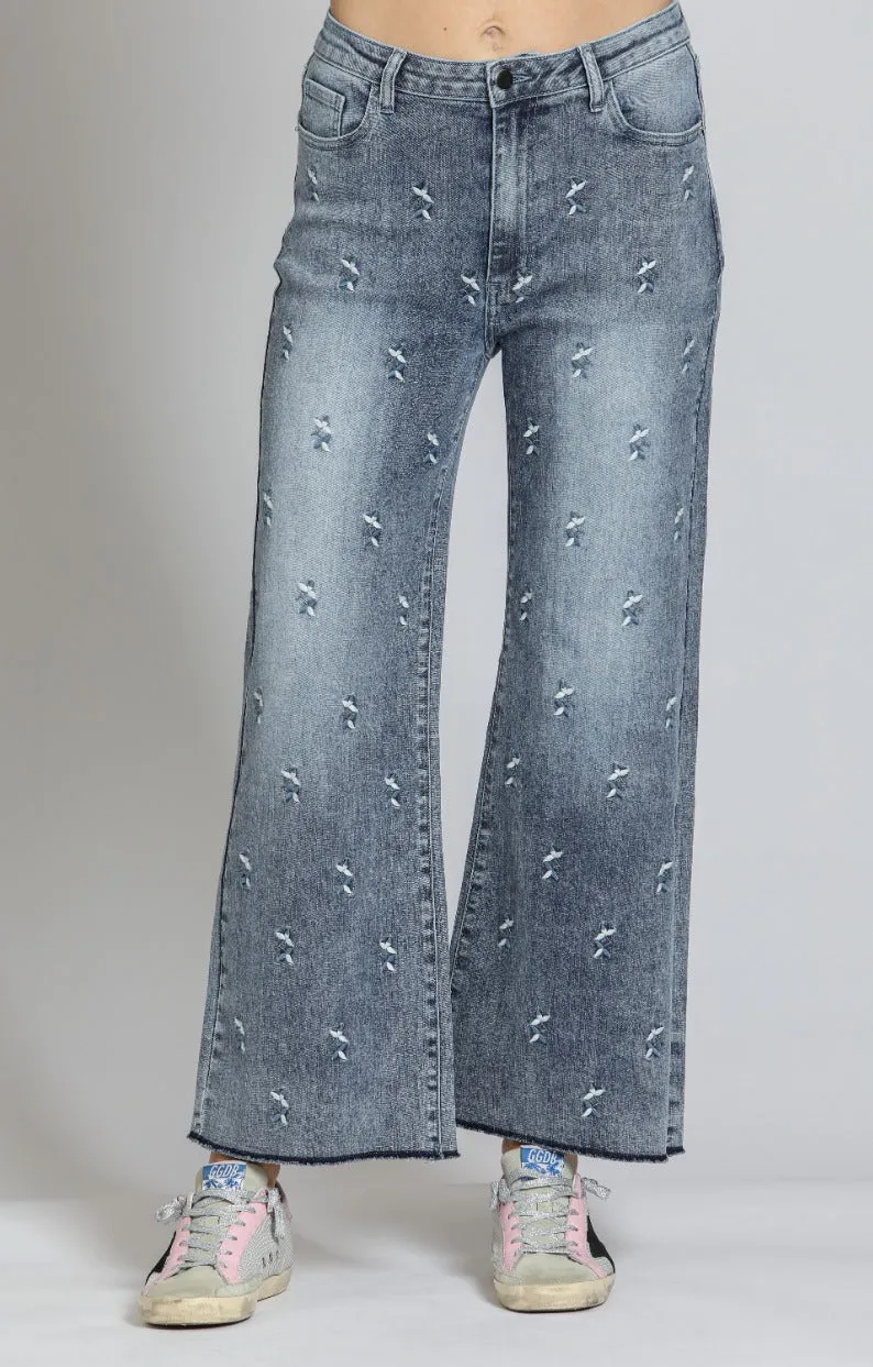 Wide Leg Crop Jean Reinforced Edges WaterRepellent