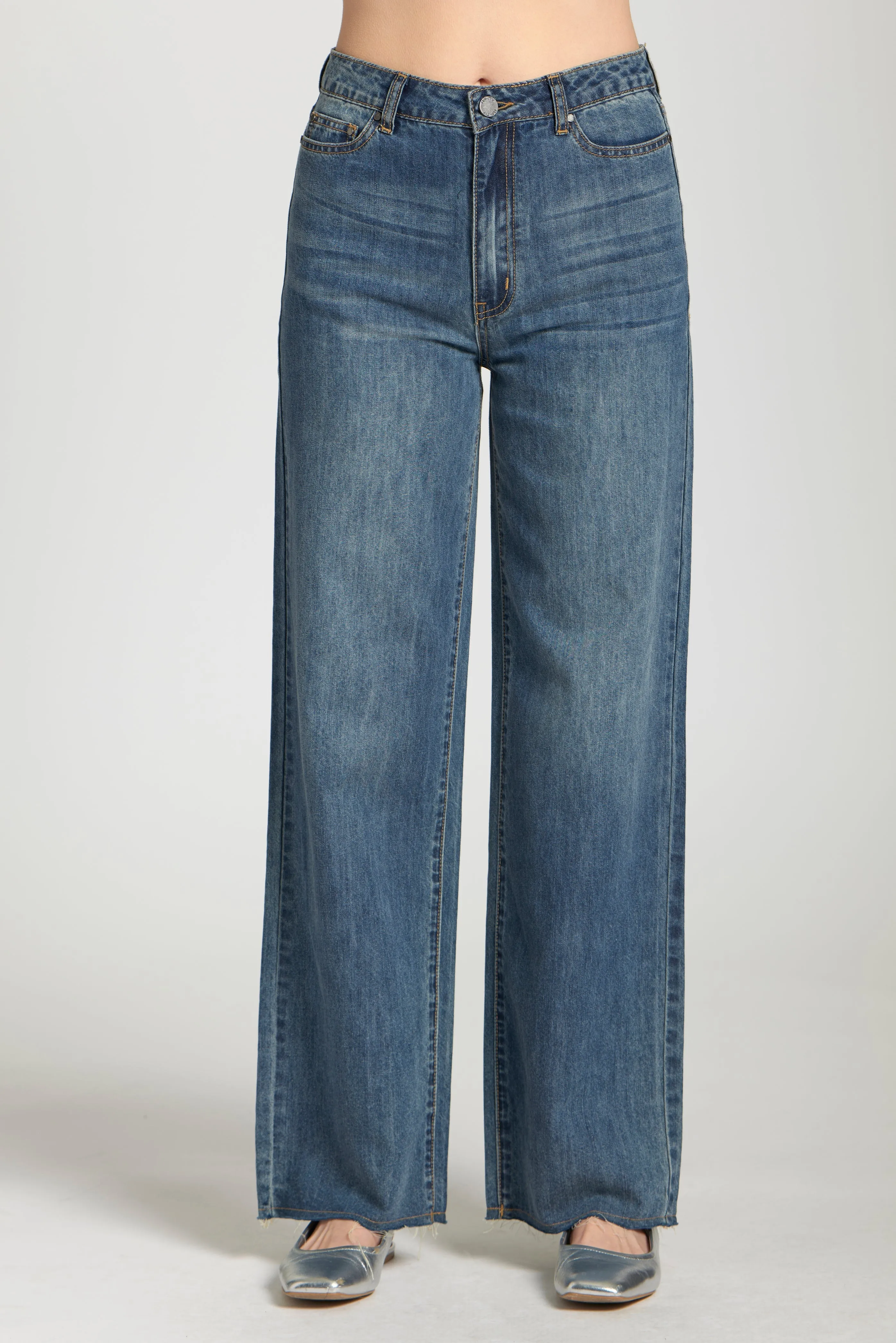 Feather Weight Wide Leg Jean Flexible Waistband