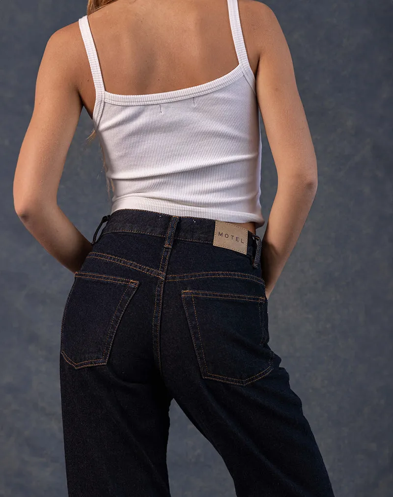 Mid Rise Awkward Parallel Jeans in Indigo MoistureManagement Technology Semi Formal