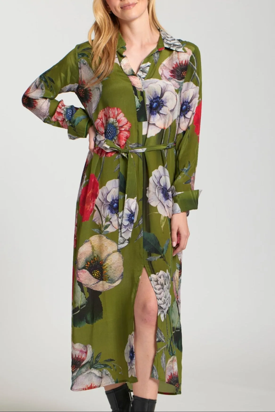 Half Placket Maxi Dress HighElasticity DurableSeams