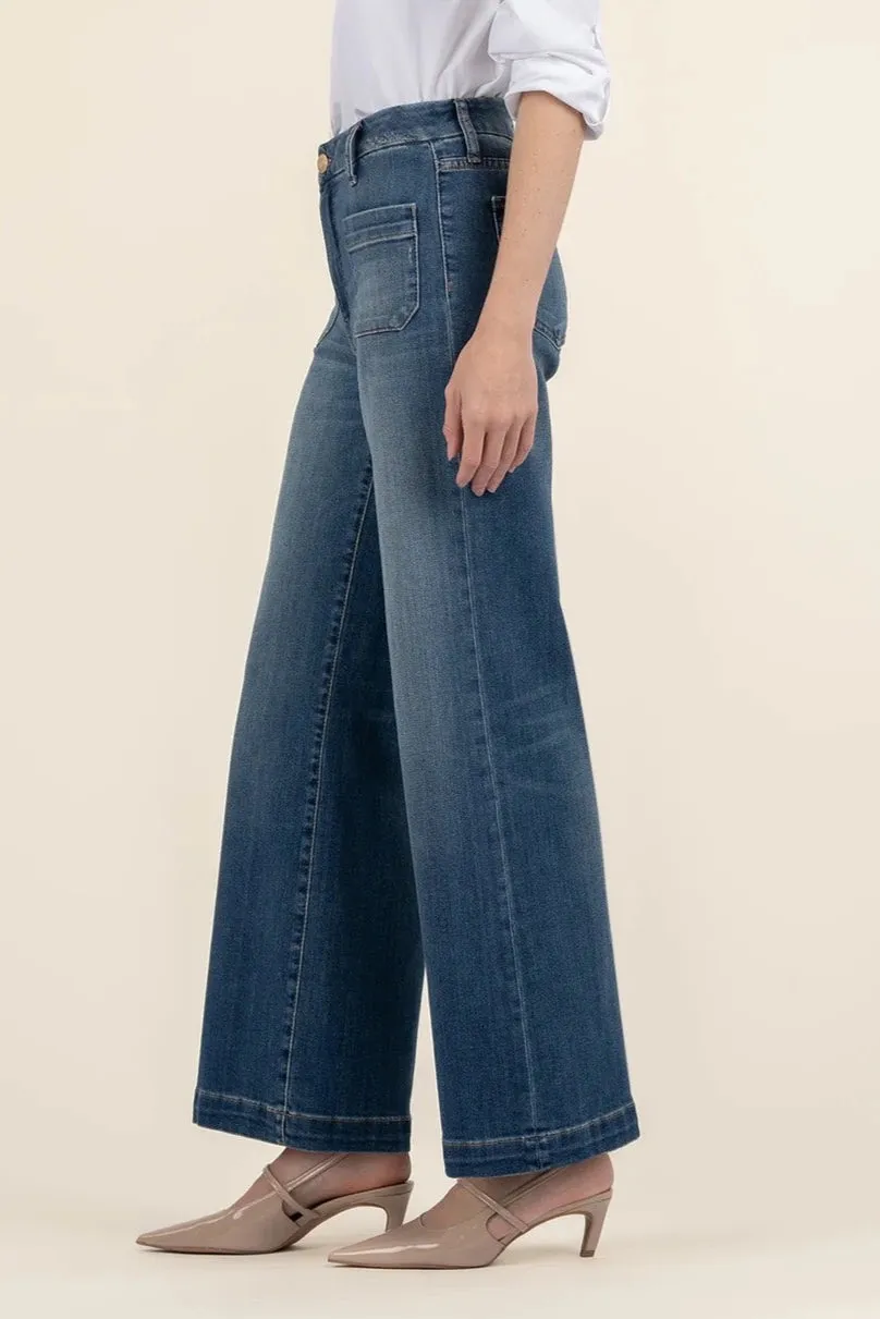 KUT From The Kloth Meg High Rise Wide Leg Jean DoubleLayered Collar Breathable Stretch Fabric