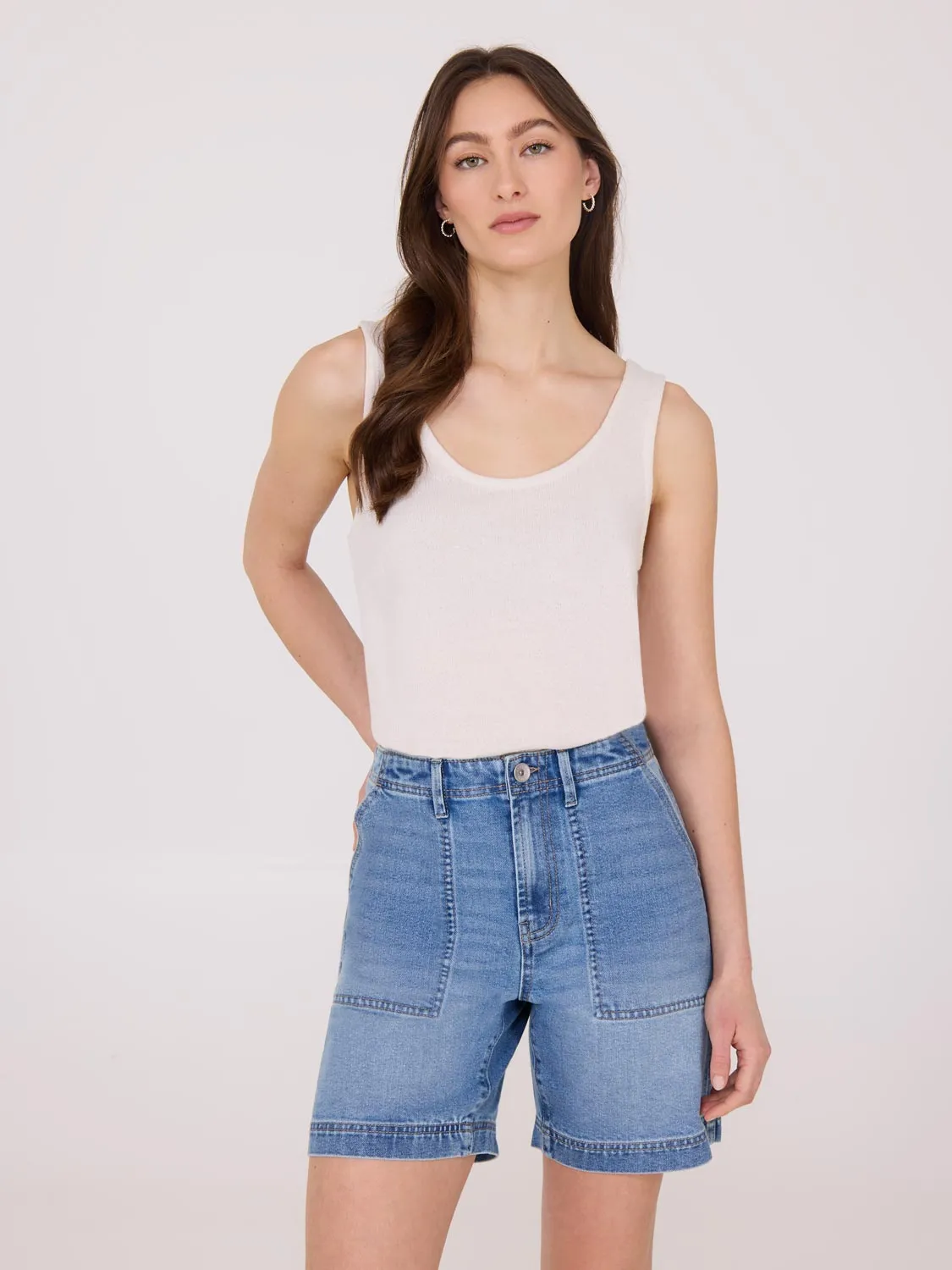 Daily Basic Denim Bermuda Shorts