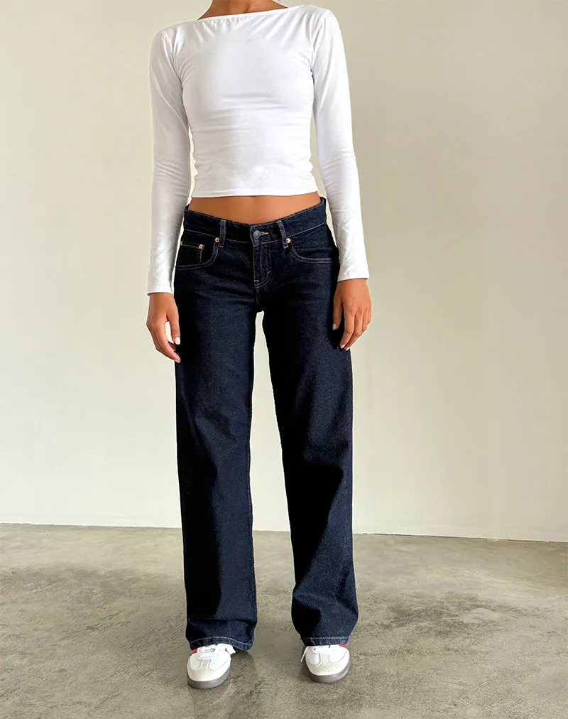 Low Rise Parallel Jeans in Indigo SplitHemDesign Collapsible Hood