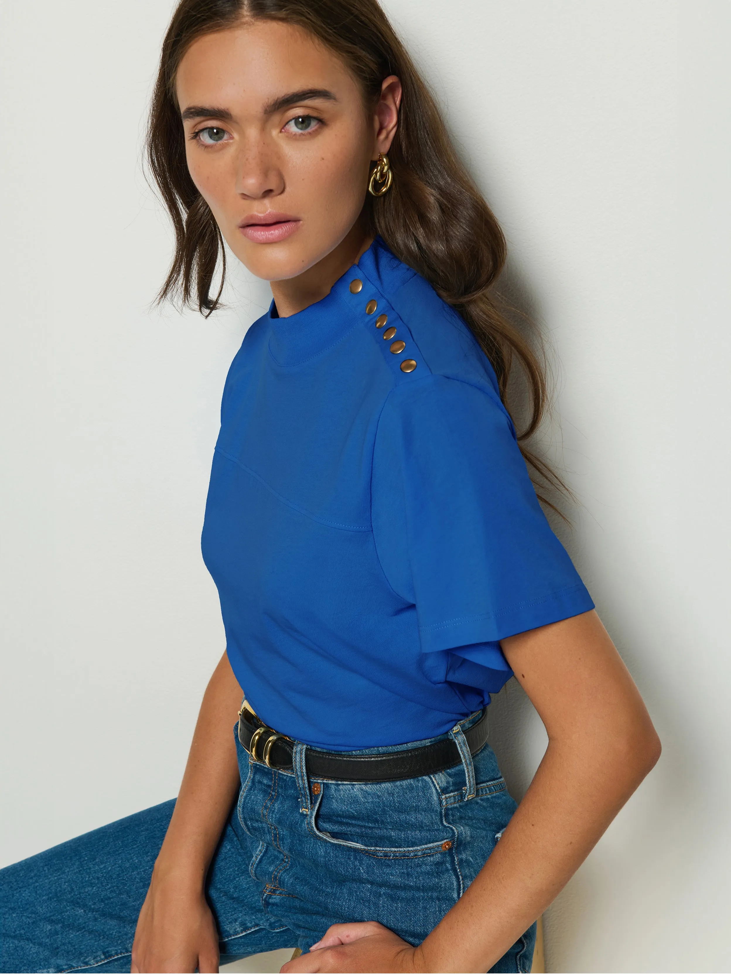 UVProtection Coating Green Fit Yvette Mock Neck Tee