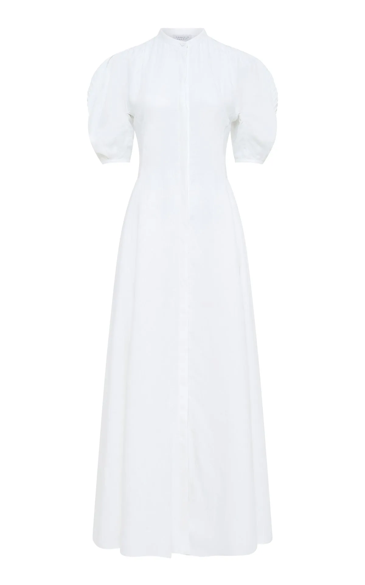 Flexible Waistline Arabella Shirtdress in White Aloe Linen