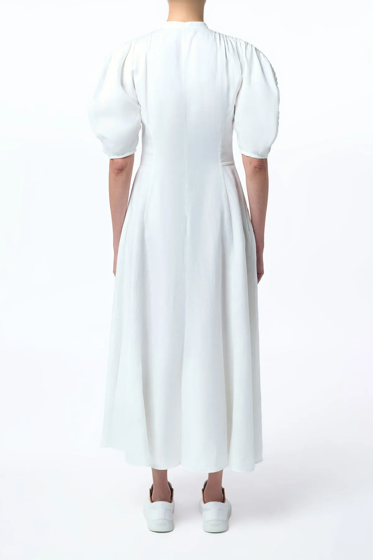 Arabella Shirtdress in White Aloe Linen Net Fit