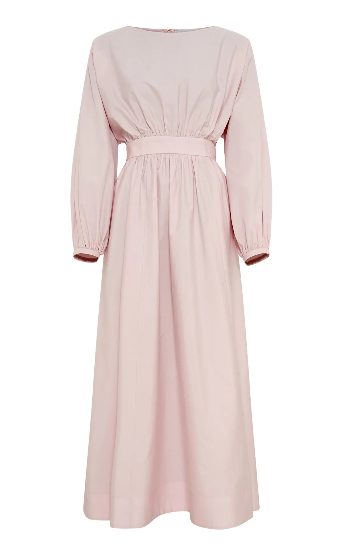 Ahmose Maxi Dress in Pale Blush Sea Island Cotton Leather Core