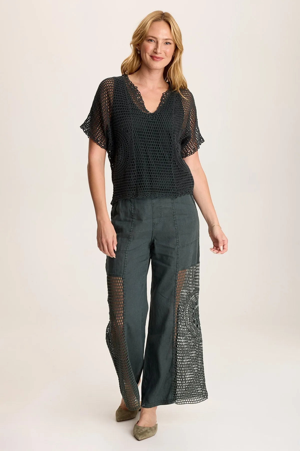 Centre Crochet Layered Top Airflow Mesh Panels