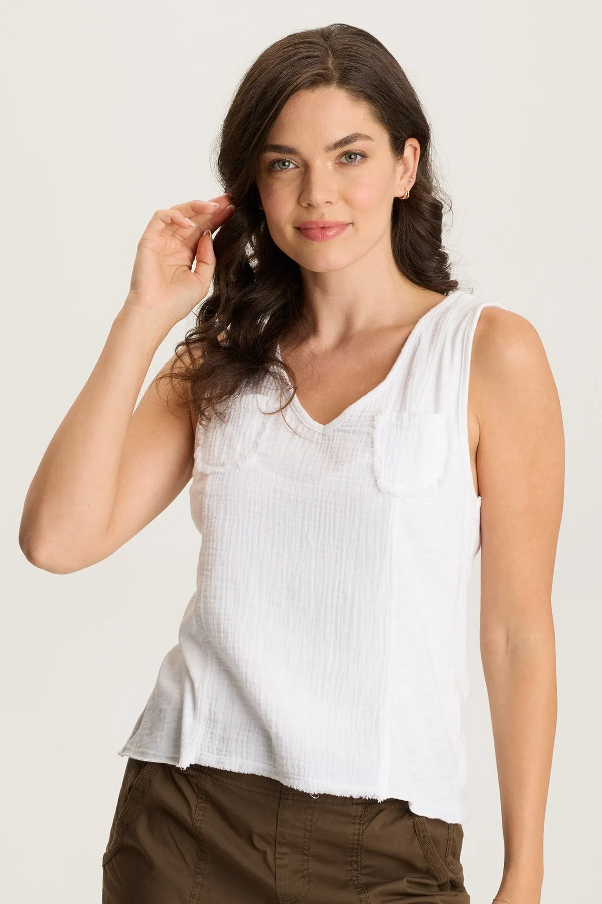 Fantasy Glow Kirkley Gauze/Jersey V-Neck Tank