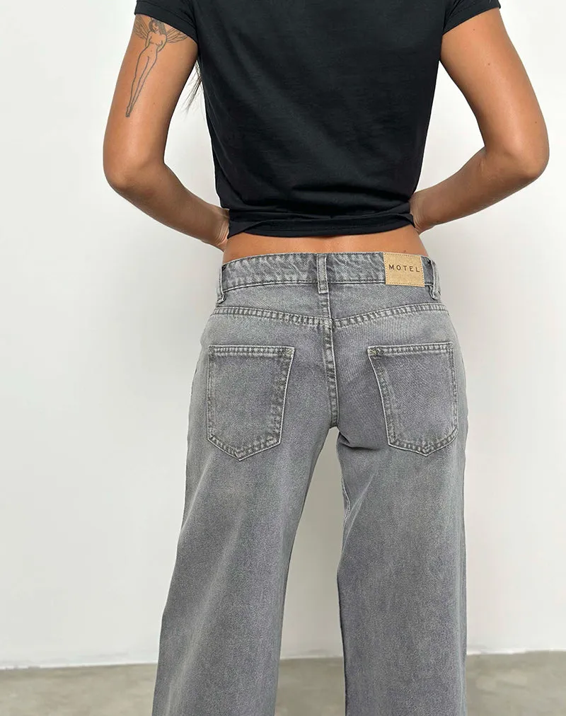 Low Rise Parallel Jeans in Grey Wash RecycledPolyester FadeResistant Dye