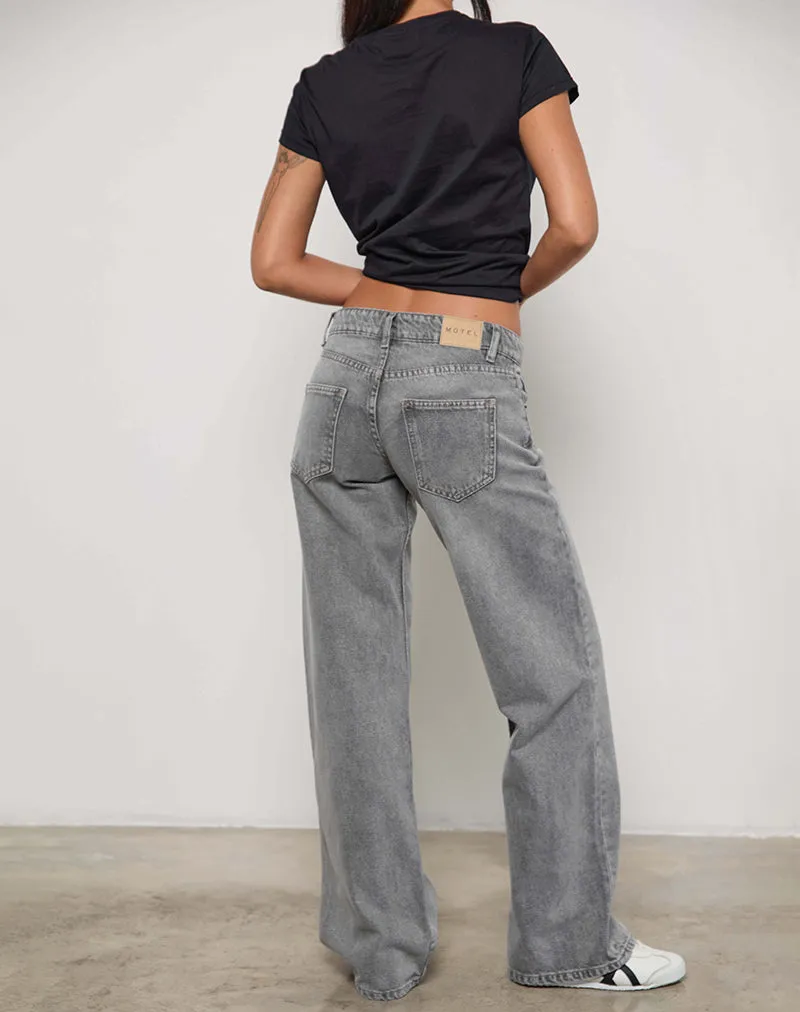 Low Rise Parallel Jeans in Grey Wash Bonded Seam Technology FlexibleFit