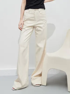 Heavy Duty Zipper Mechanism Neutral Look Seam Details Wide Leg Jeans