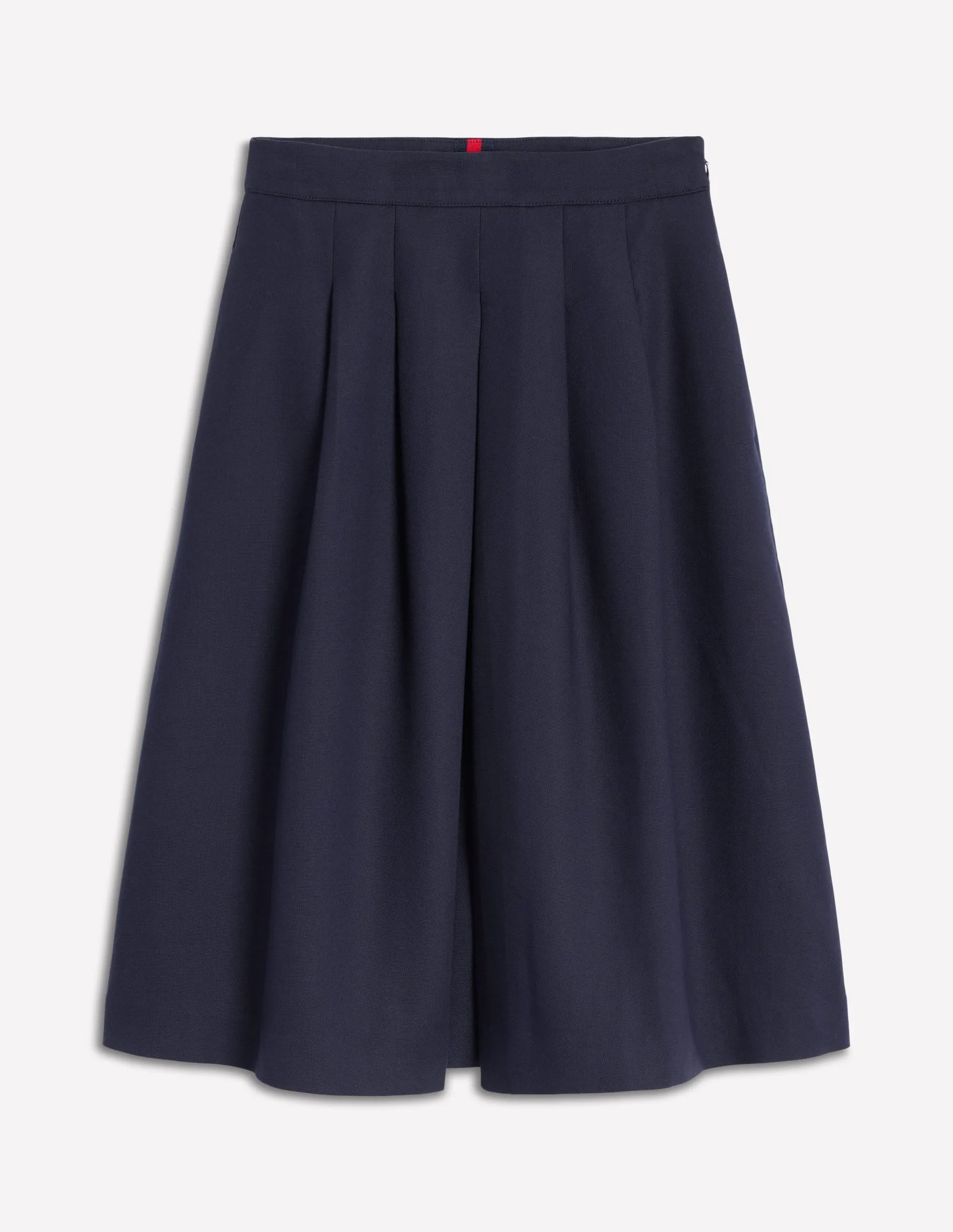 Natural Mood Mix Separates Pleat Detail Midi Skirt-Navy
