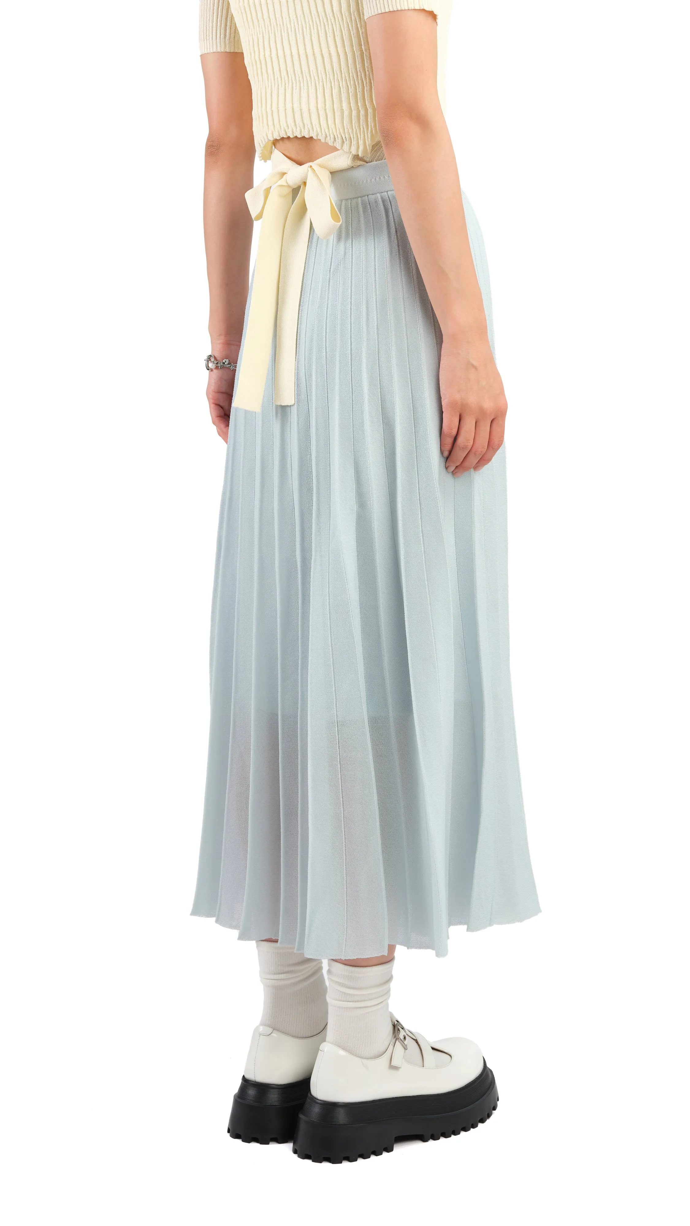 Adjustable Fastening Autumn Stroll Sheer Knit Skirt