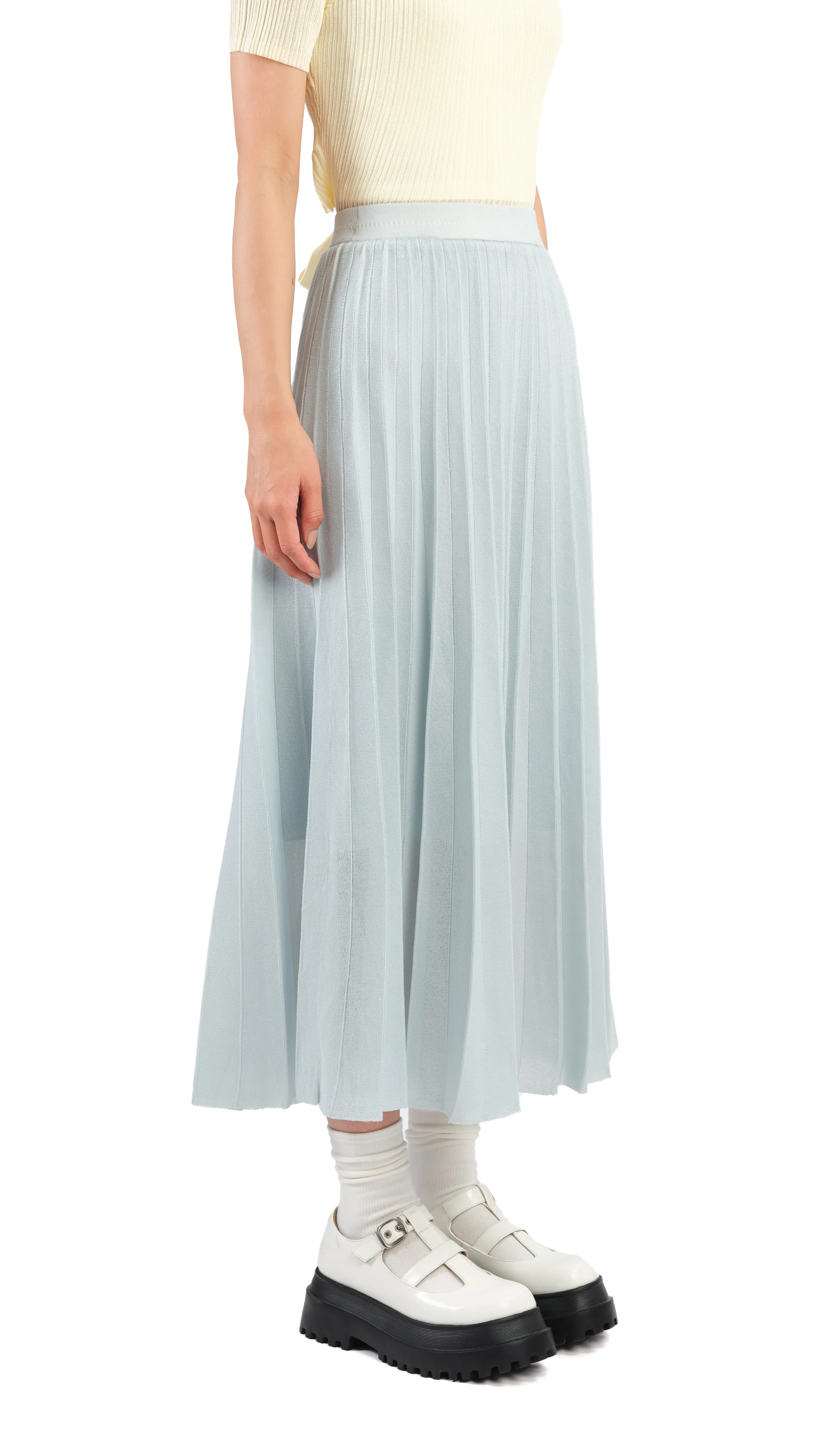 Sheer Knit Skirt Satin feel