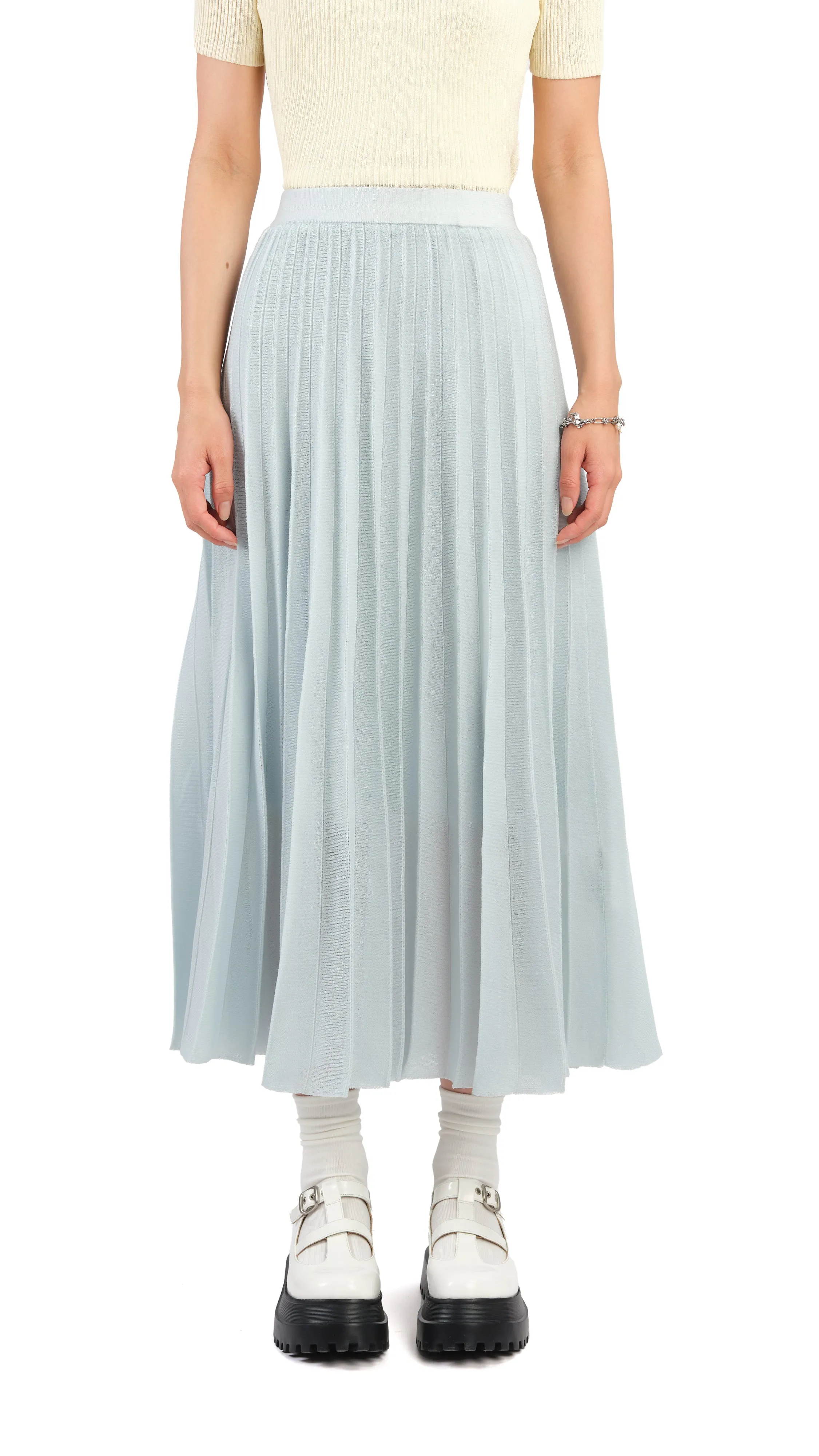 Sheer Knit Skirt ruffle trim