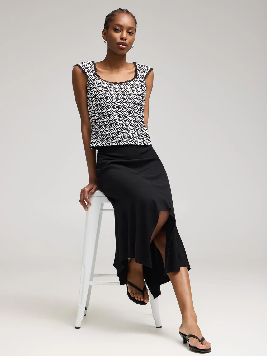Asymmetrical Hem Midi Skirt Classic Look
