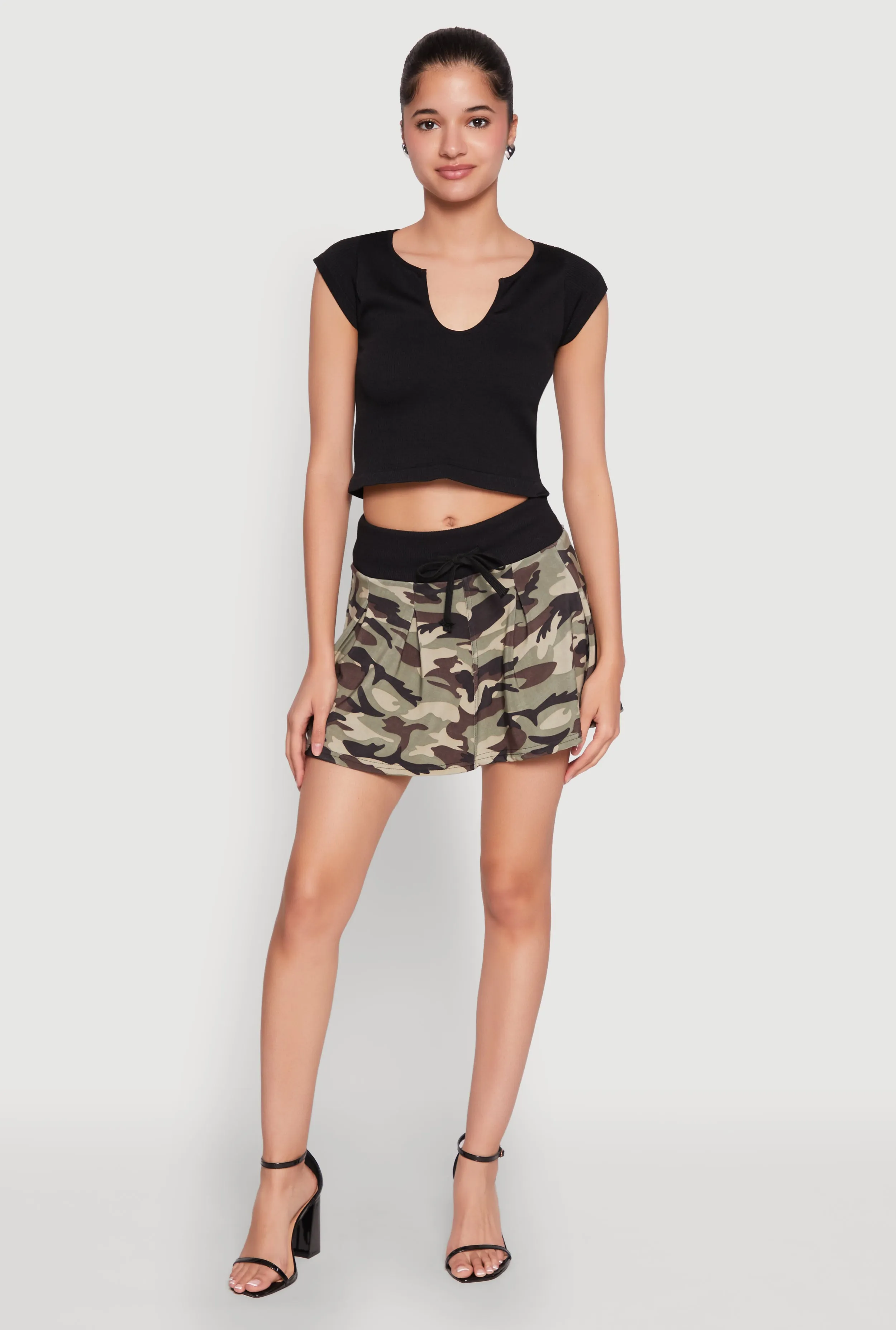 Drawstring Pleated Skirt Abrasion resistant