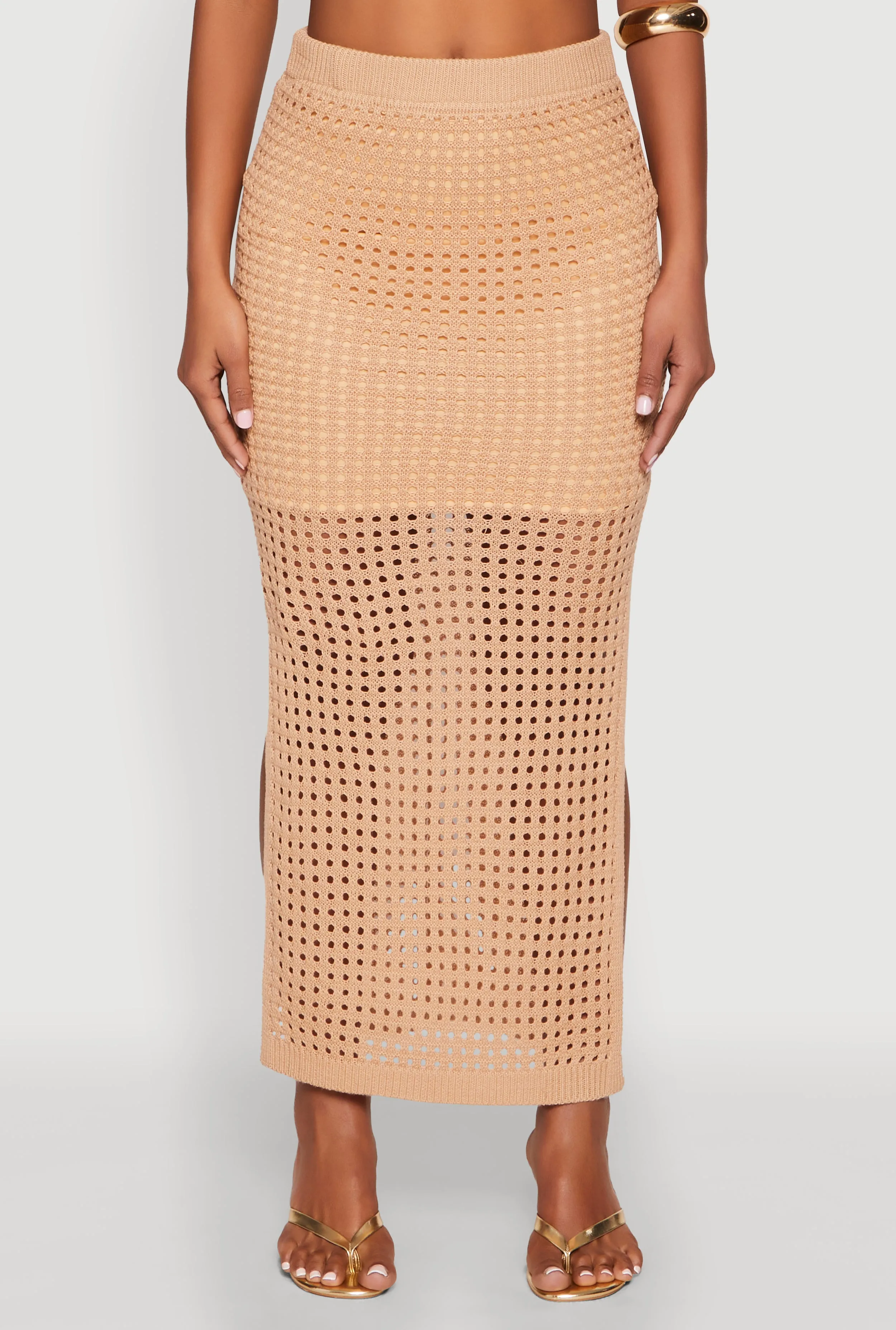 Lined Crochet Maxi Skirt Breathable Lining