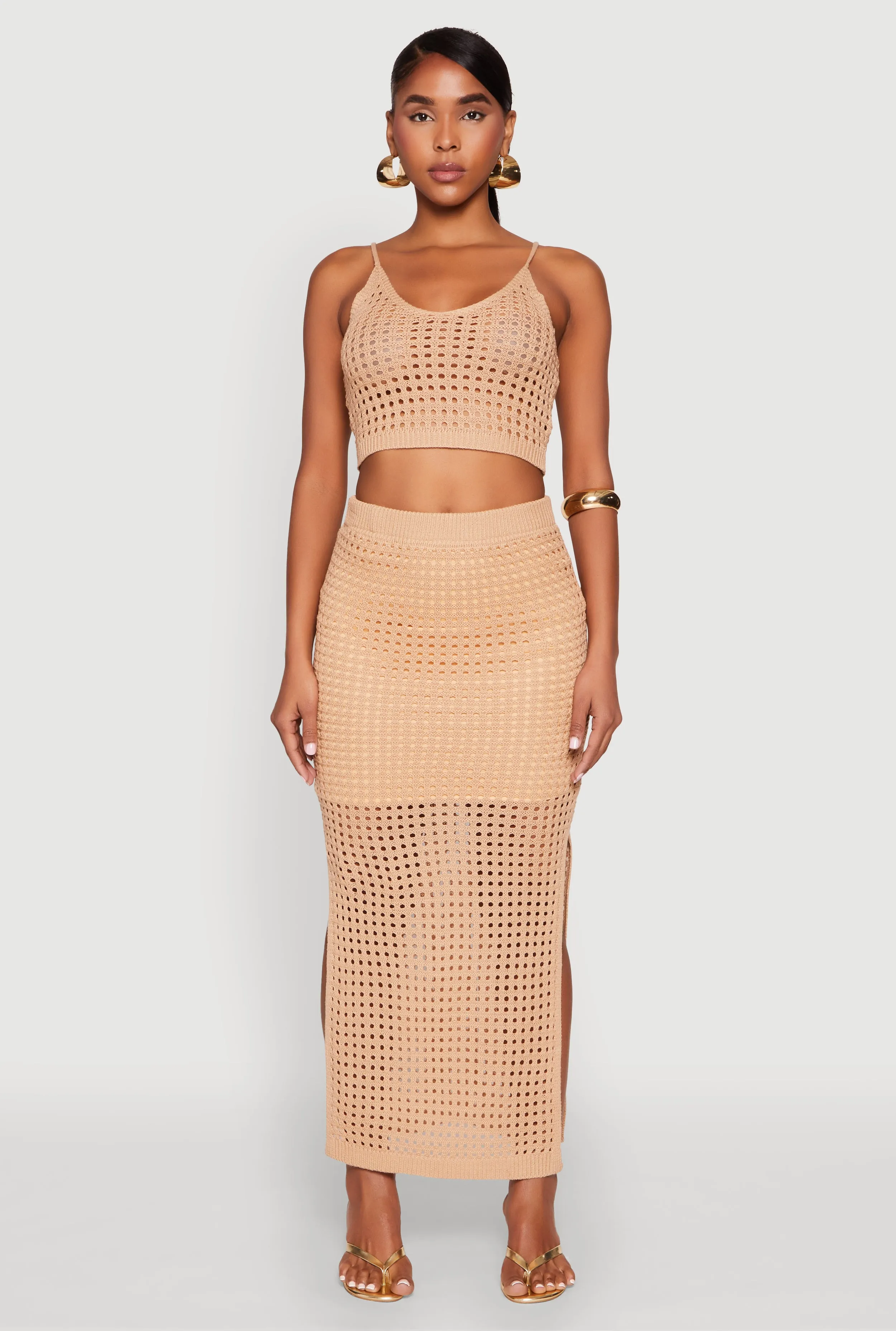 Layered Style Lined Crochet Maxi Skirt