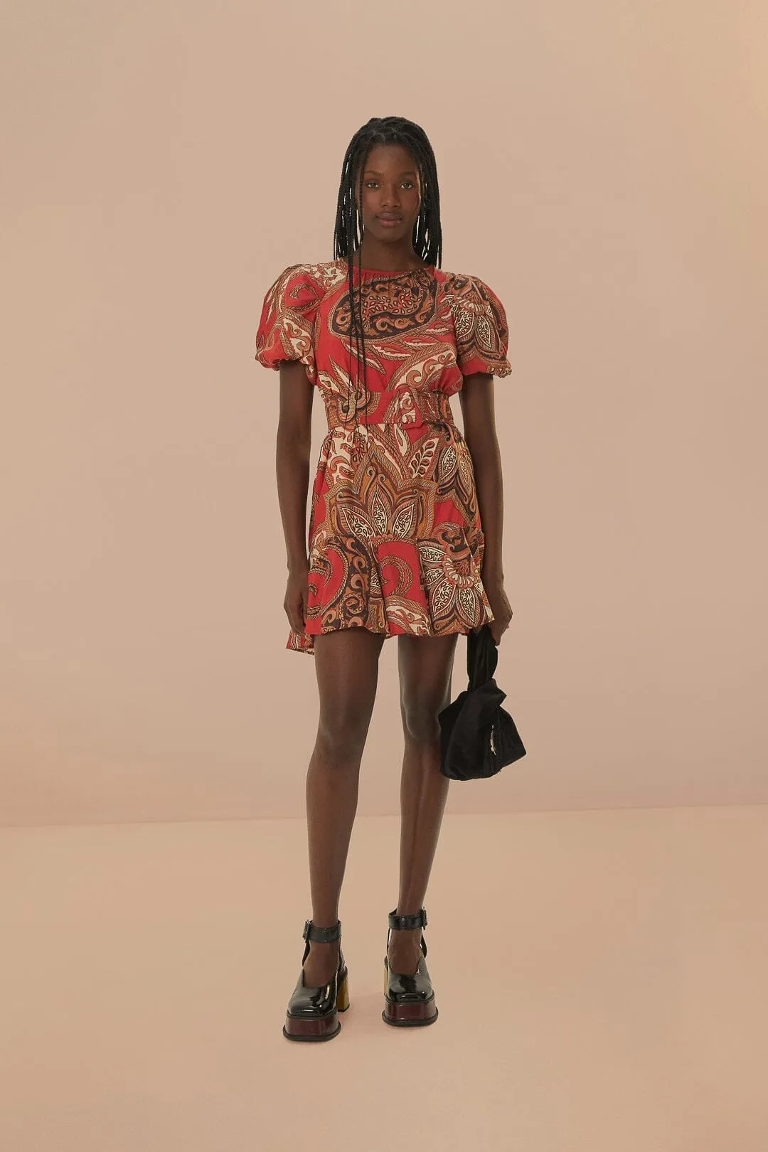 Summer Vibes Leopard Paisley Burgundy Mini Dress