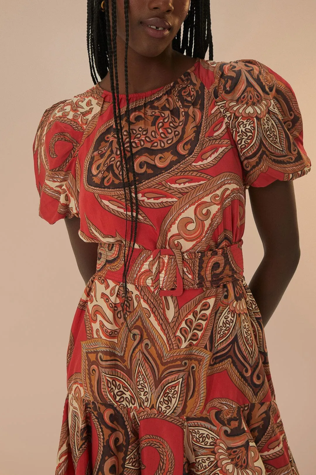 Leopard Paisley Burgundy Mini Dress Loud Edge Playful Style