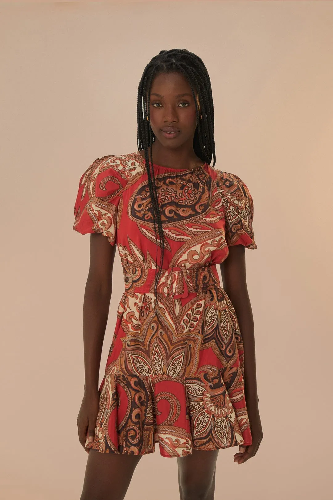 Leopard Paisley Burgundy Mini Dress Confident Wear