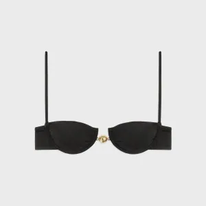 Reina Olga Hammond Bikini Top - Black Lurex Tummy Control Panel Quick Adjust Fasteners