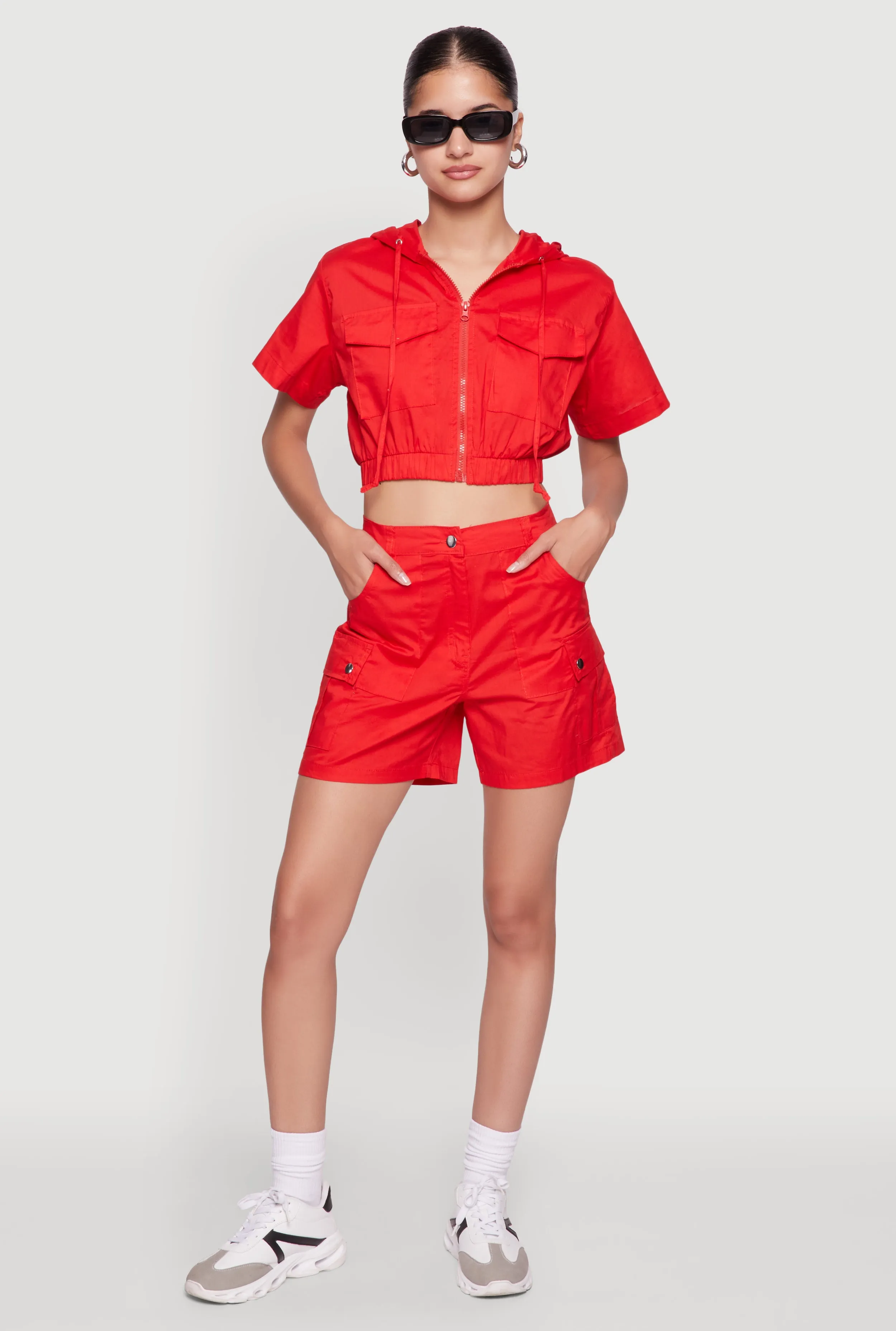 Trendy High Waisted Cargo Shorts Anti Static Material Sleek Cut