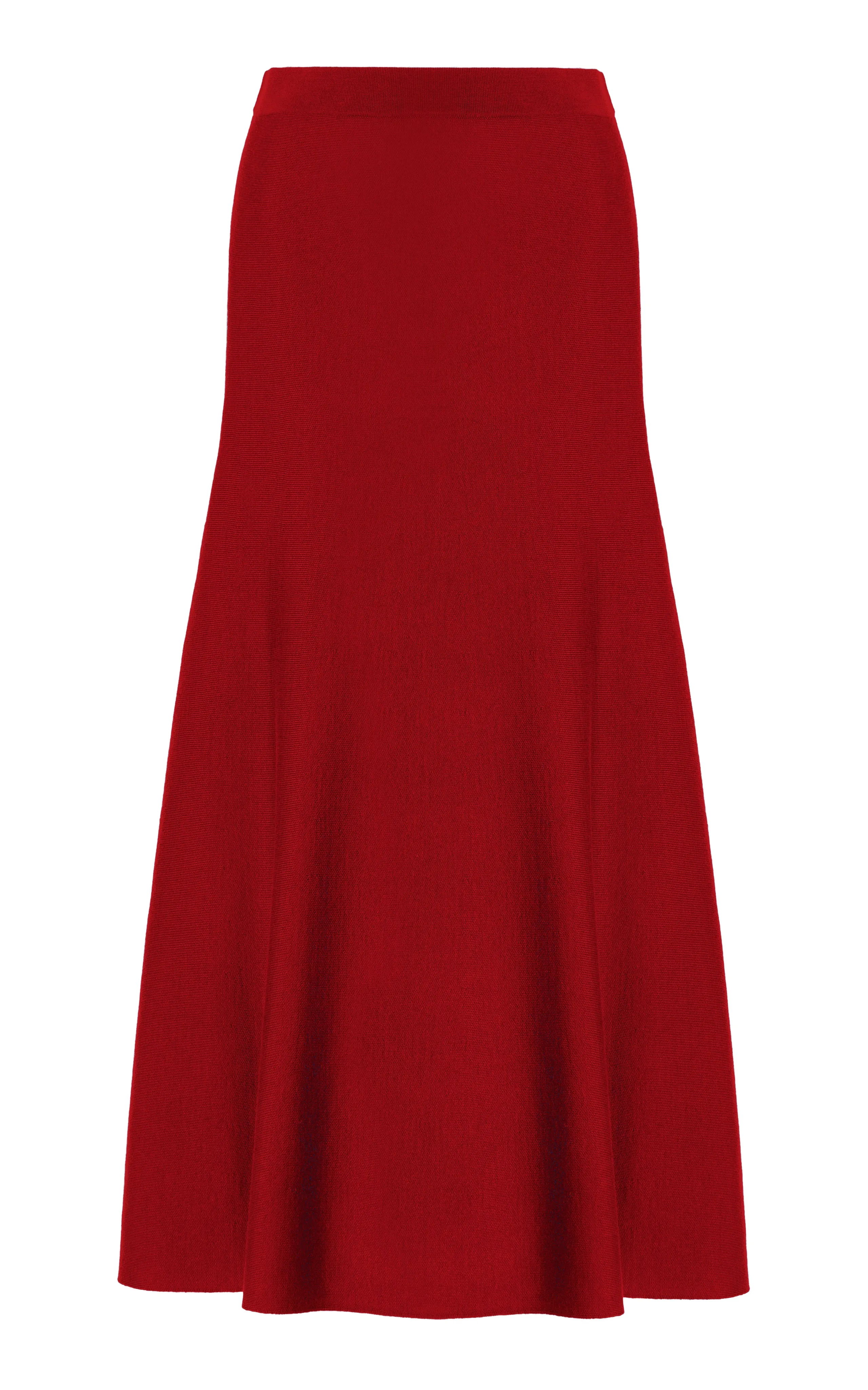 Neutral palette Freddie Knit Midi Skirt in Scarlet Red Merino Wool Cashmere