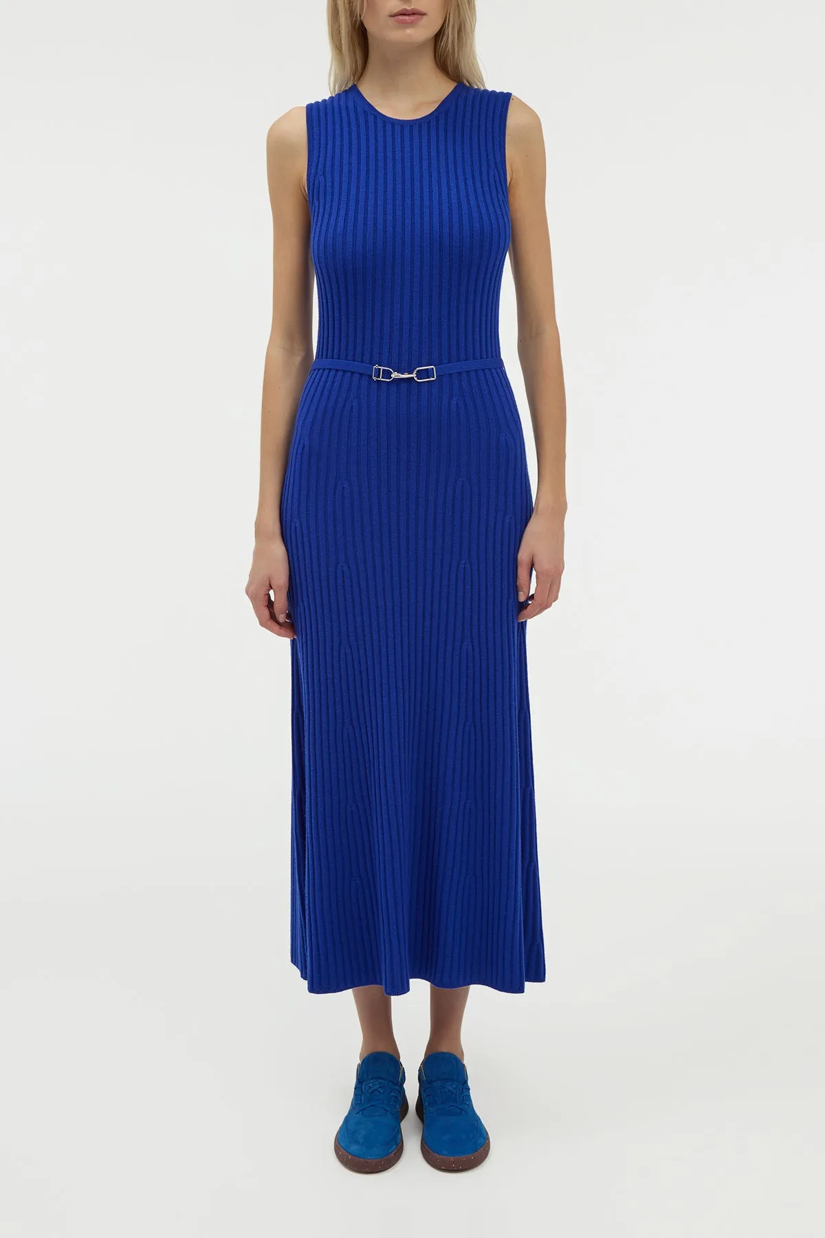 TaglessLabel Meier Knit Midi Dress in Cobalt Merino Wool Cashmere
