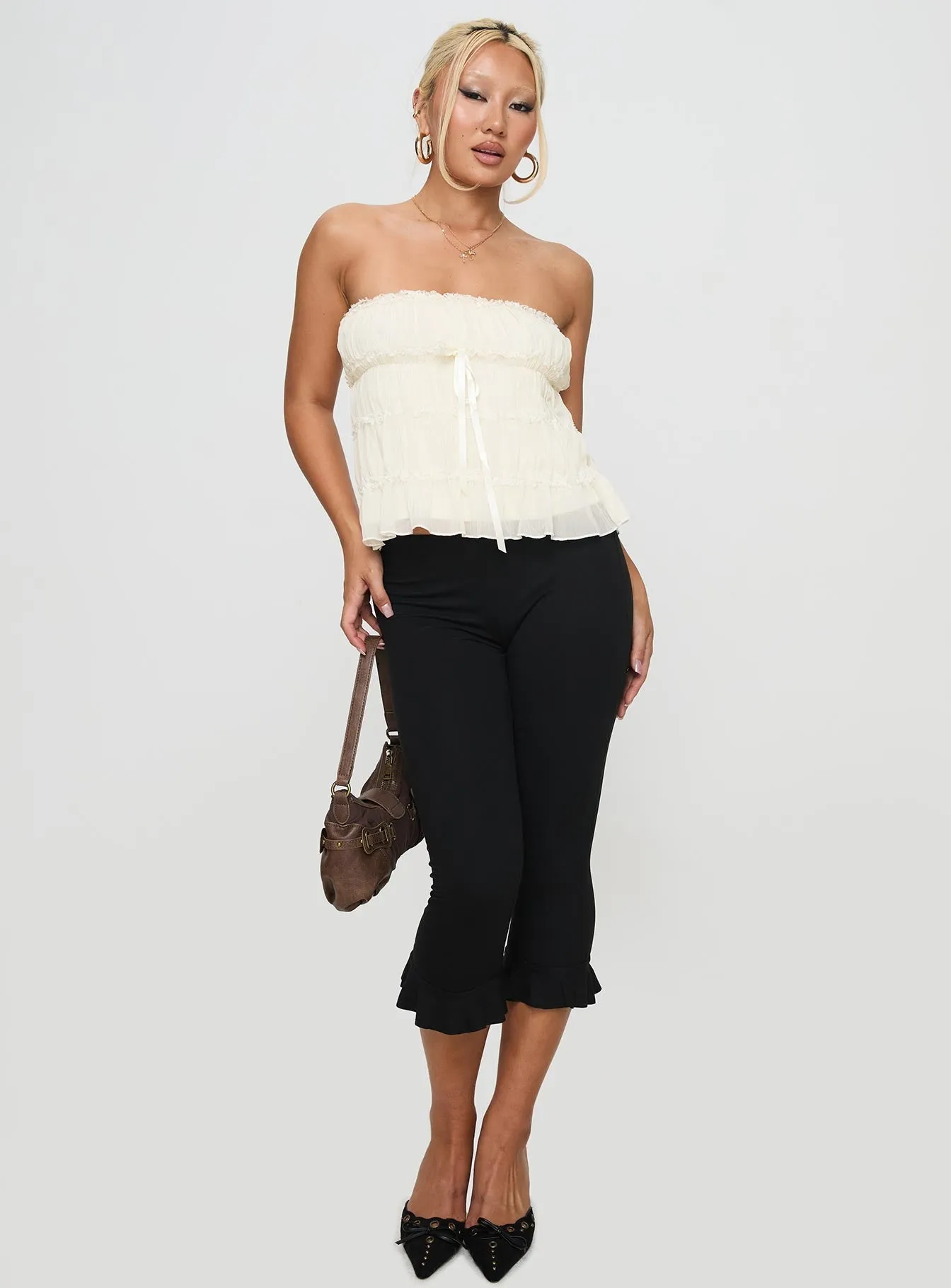 Comfortable Collar OrganicCotton Avelina Strapless Top Cream